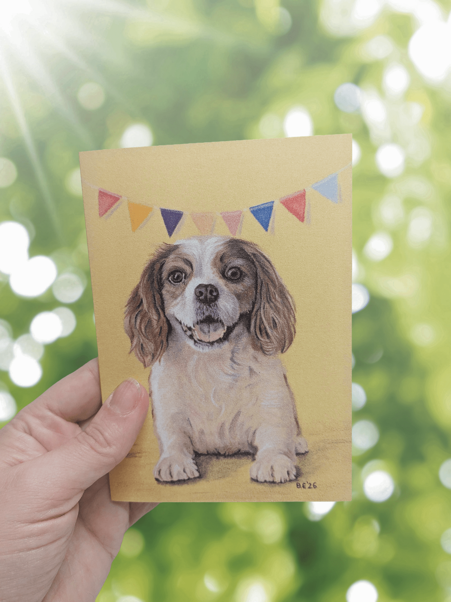 Art Print Greeting Card - Party Pets - King Charles Cavalier Spaniel | Buy Online from The Home Crafters