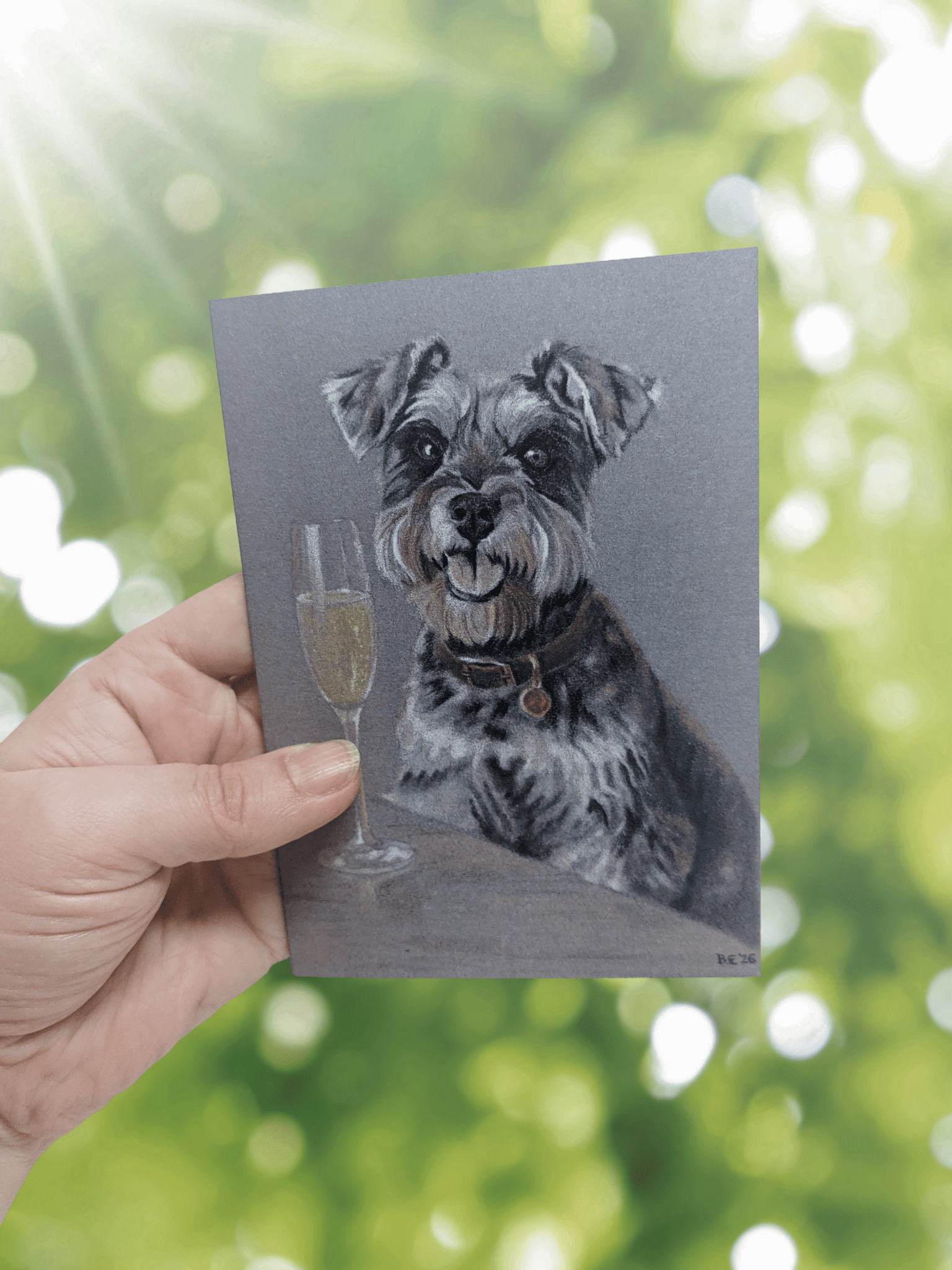 Art Print Greetings Card - Party Pets - Miniature Schnauzer | Buy Online from The Home Crafters