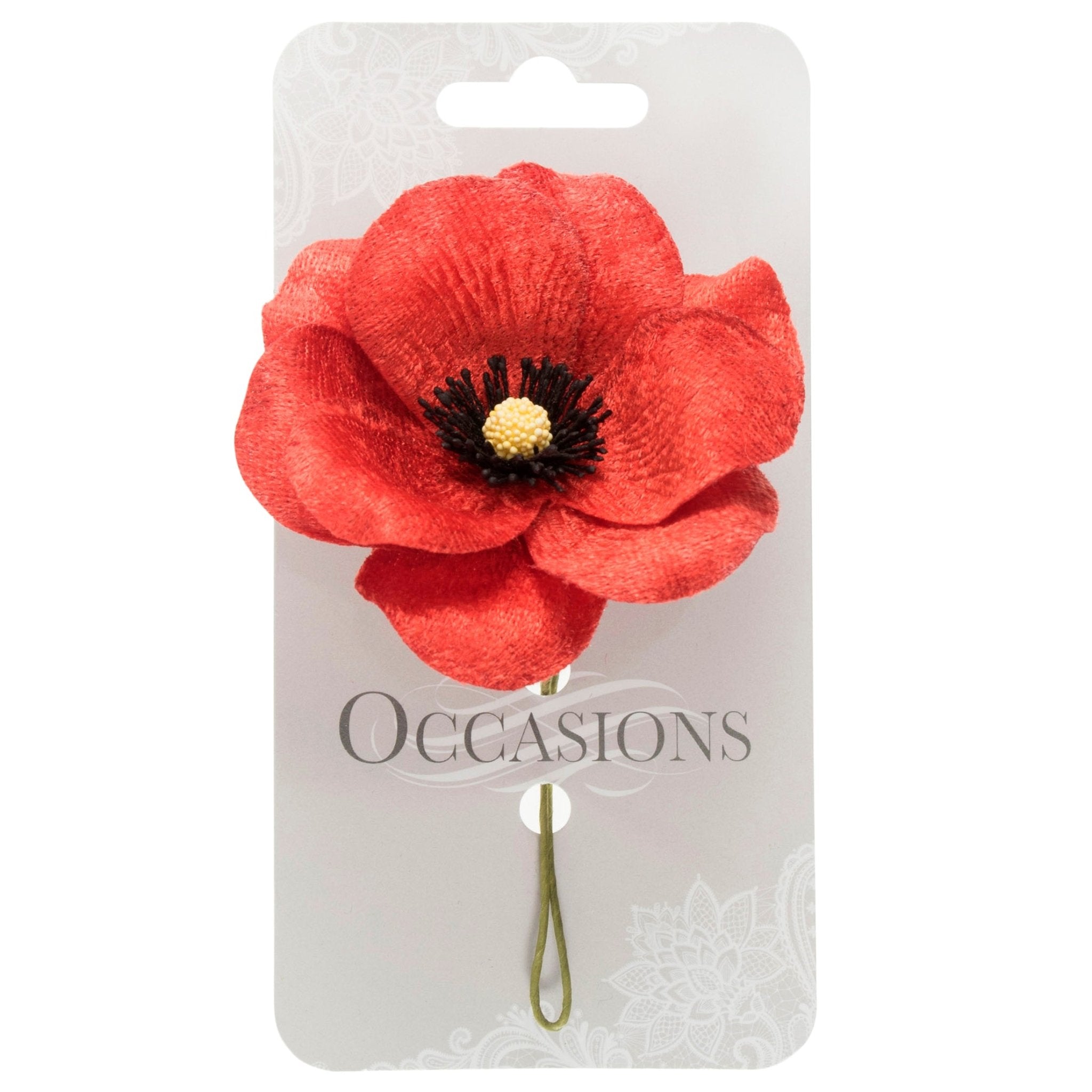 Medium Red Velvet Wired Poppy - 130mm | Buy Online from The Home Crafters