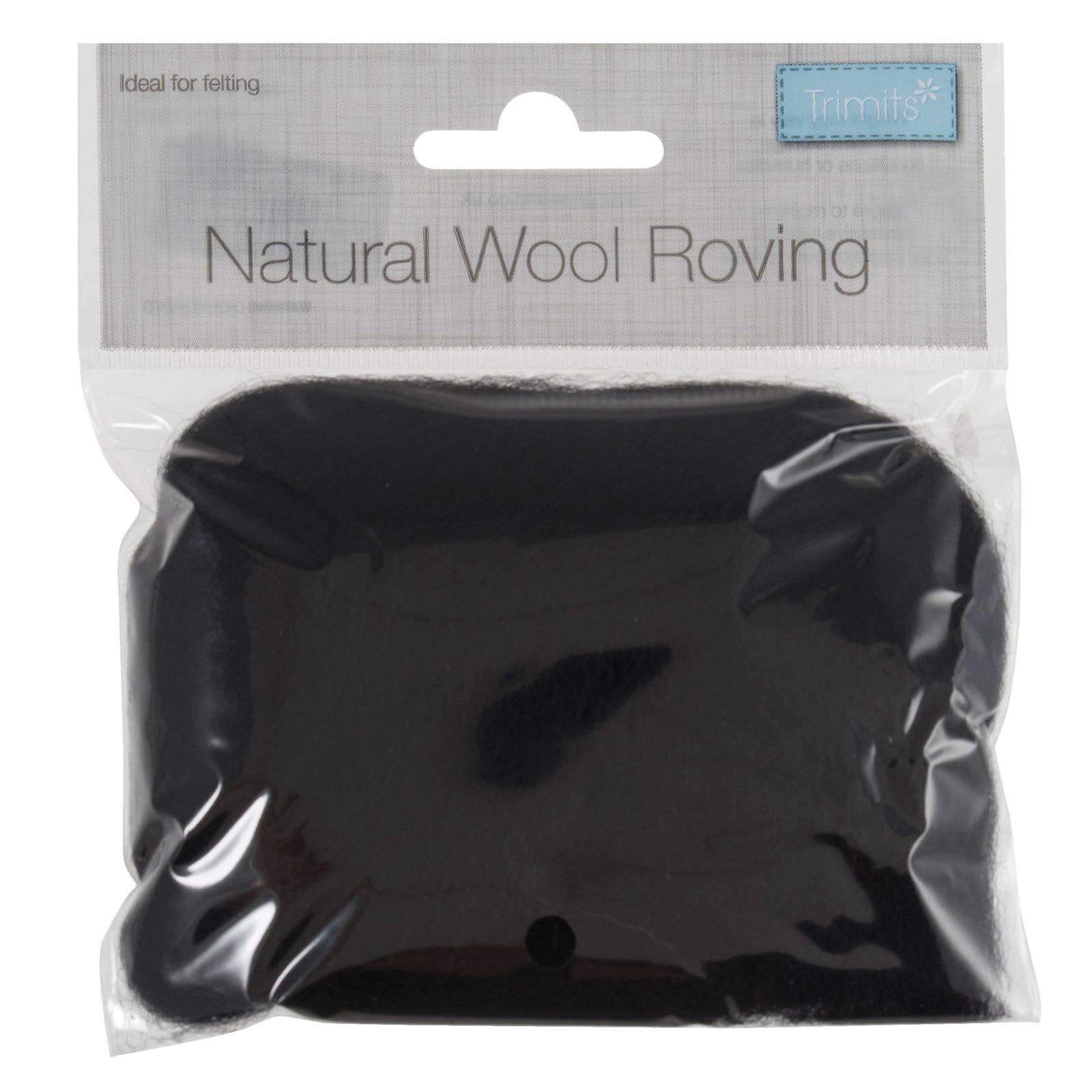Natural Wool Roving: 10g: Black