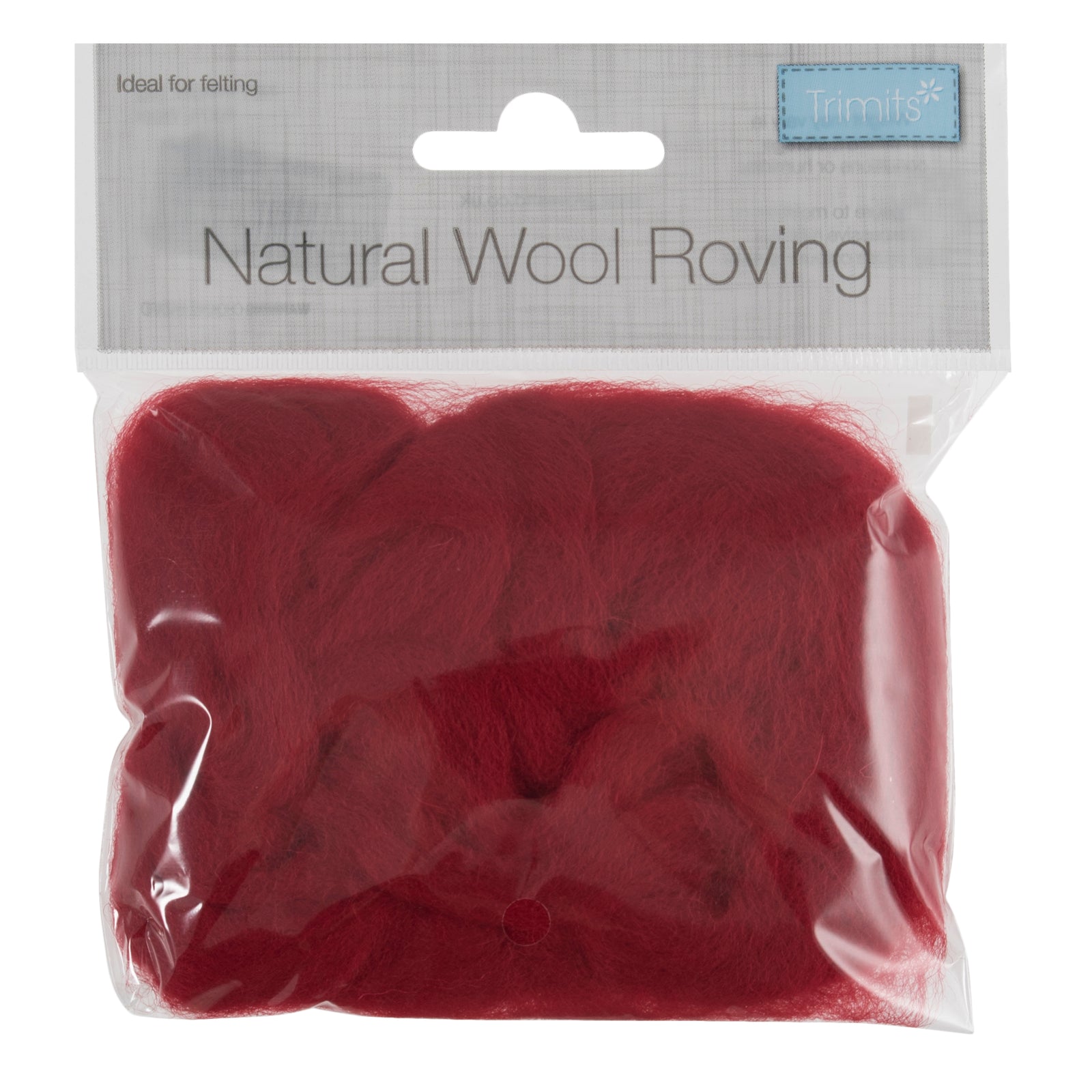 Natural Wool Roving: 10g: Dark Red