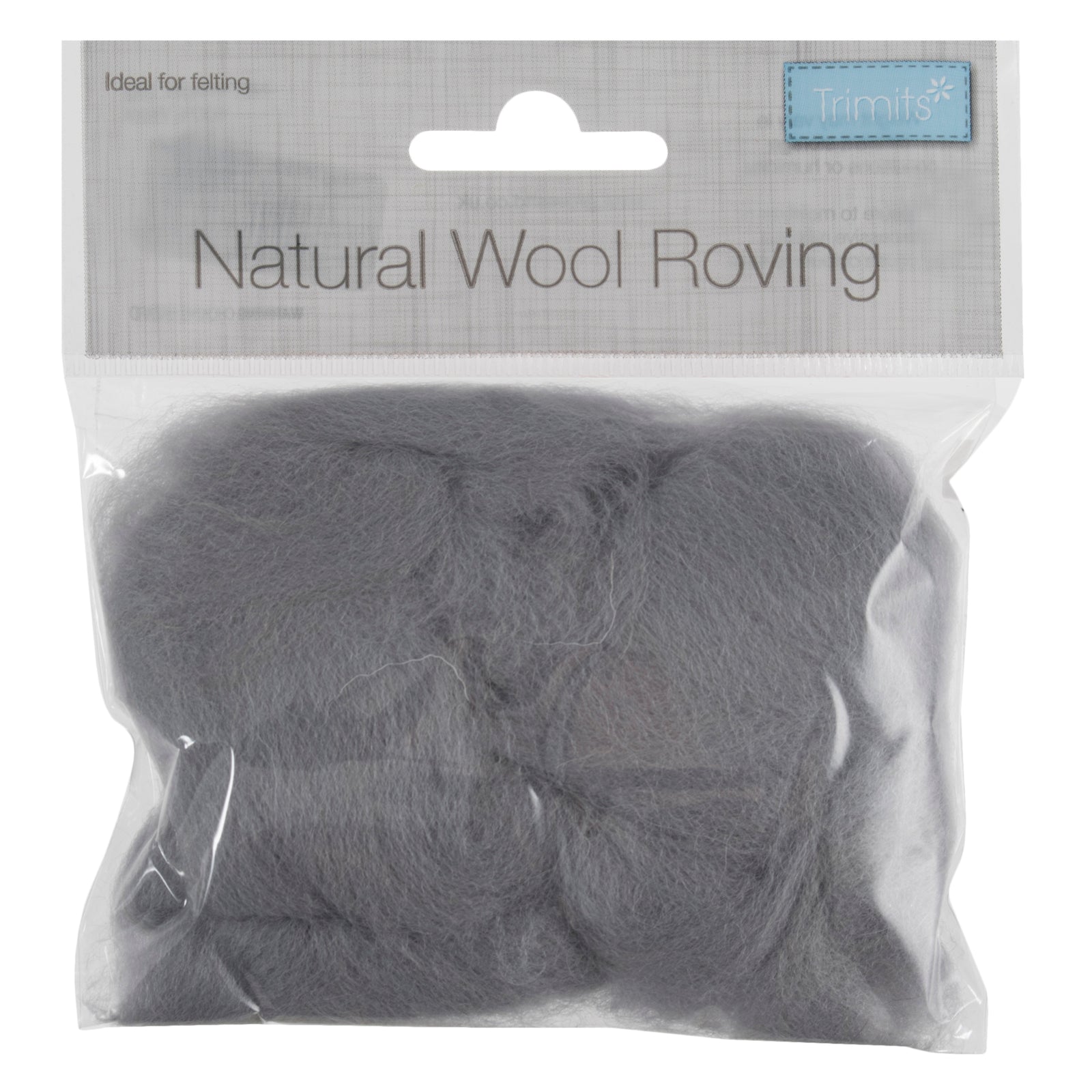 Natural Wool Roving: 10g: Light Grey