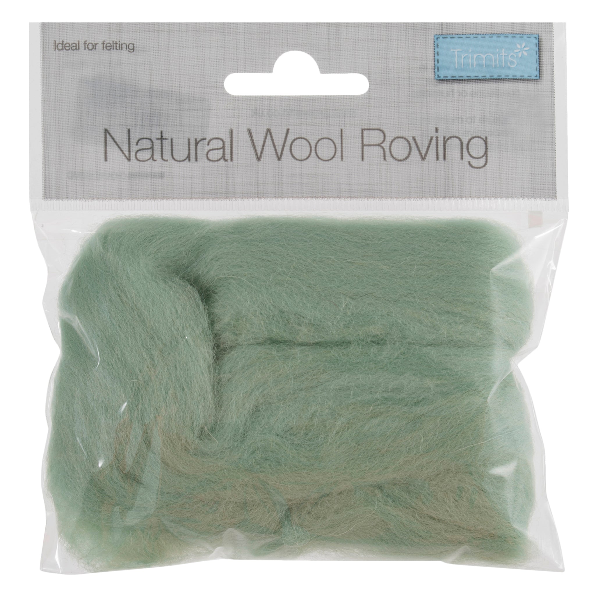 Natural Wool Roving: 10g: Mint Green
