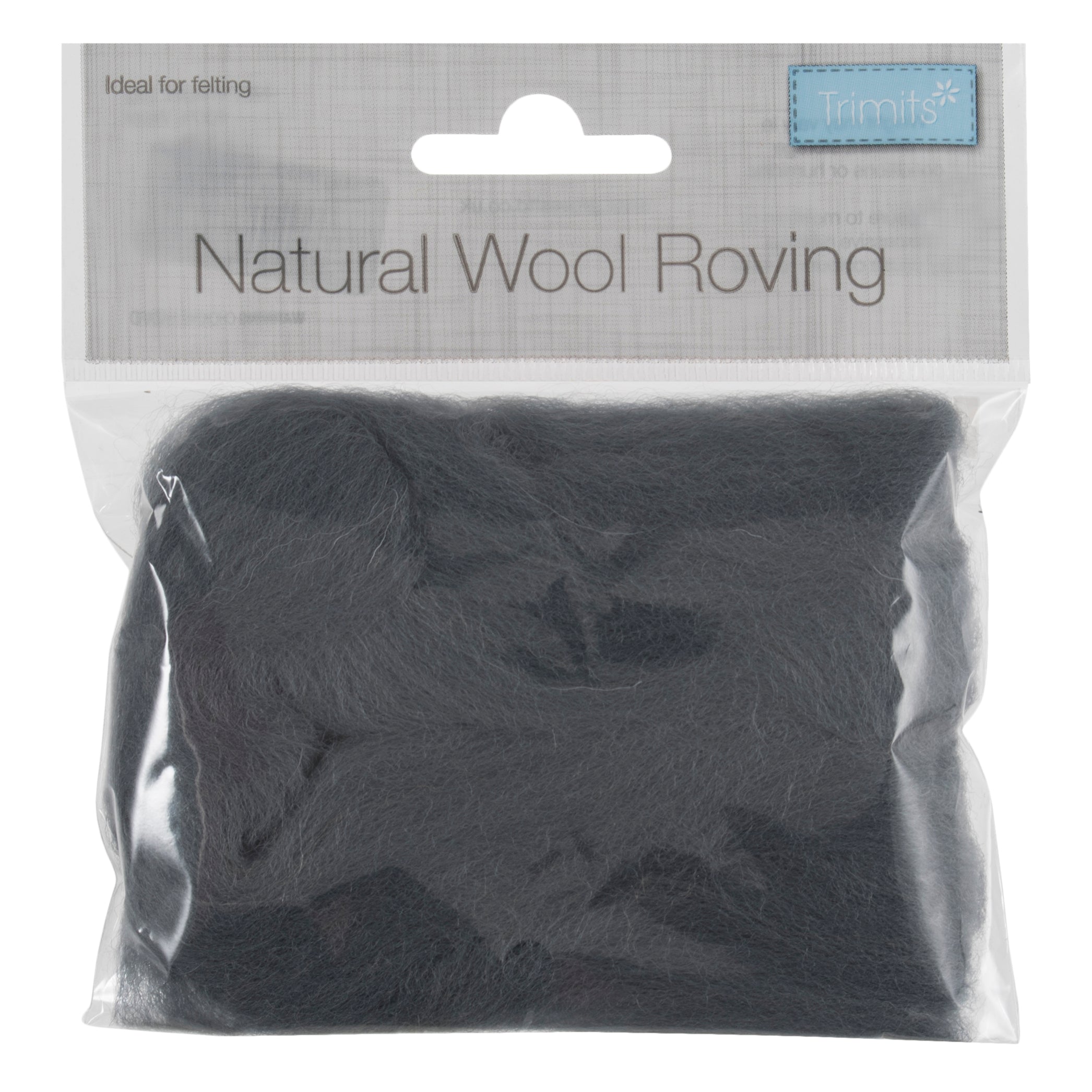 Natural Wool Roving: 10g: Dark Grey