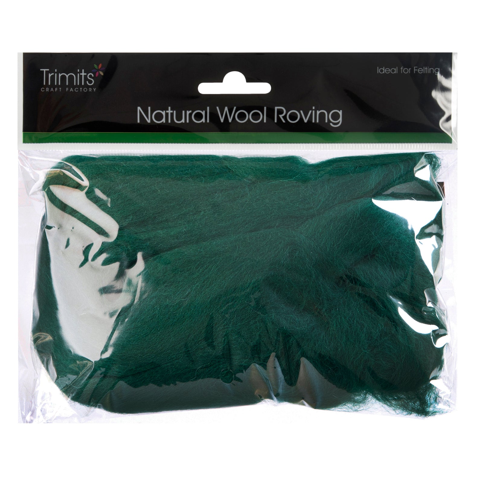 Natural Wool Roving: 50g: Grass Green