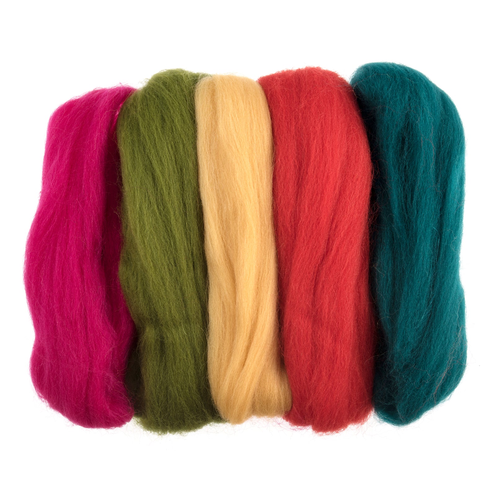 Natural Wool Roving: 50g: Assorted Brights