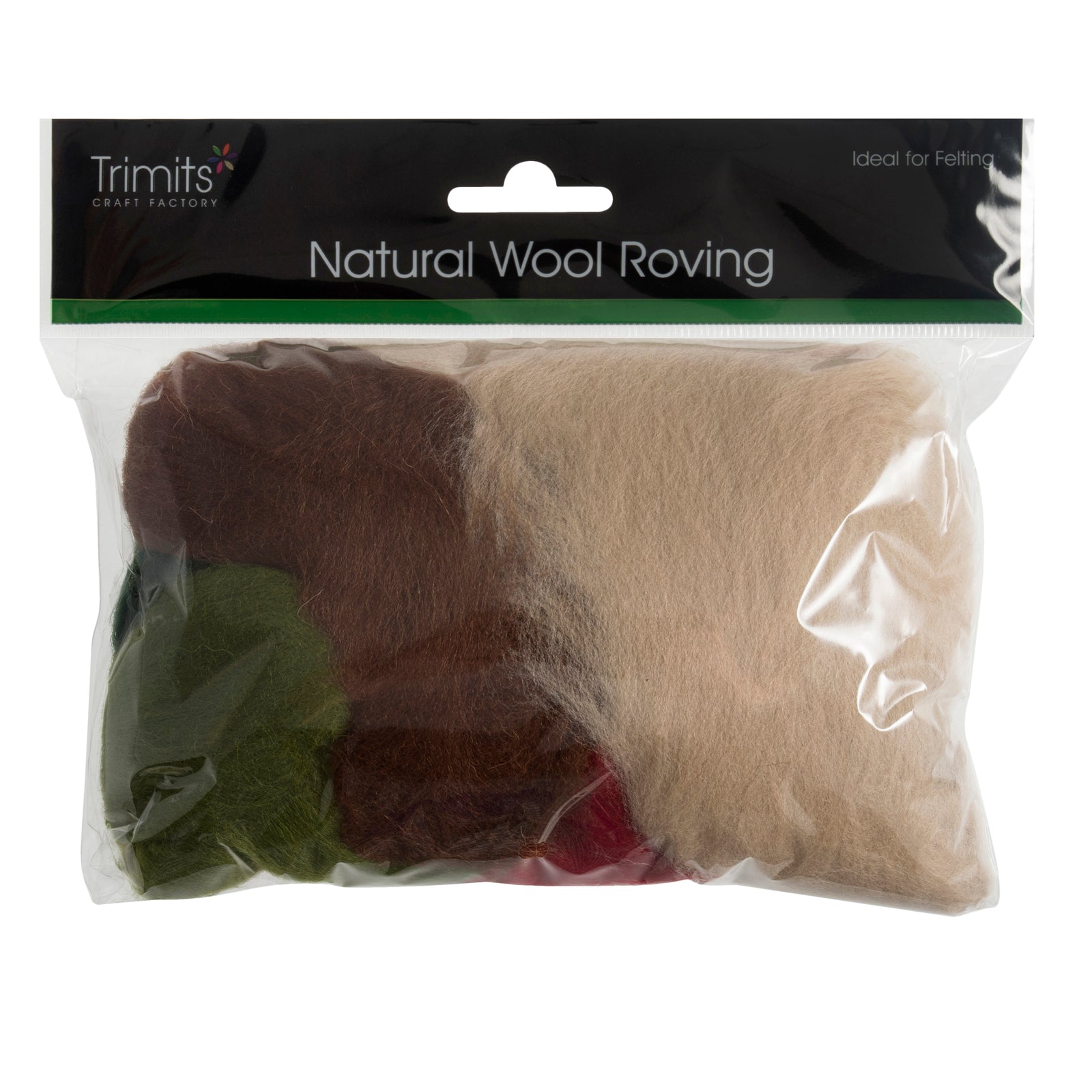 Natural Wool Roving: 50g: Christmas