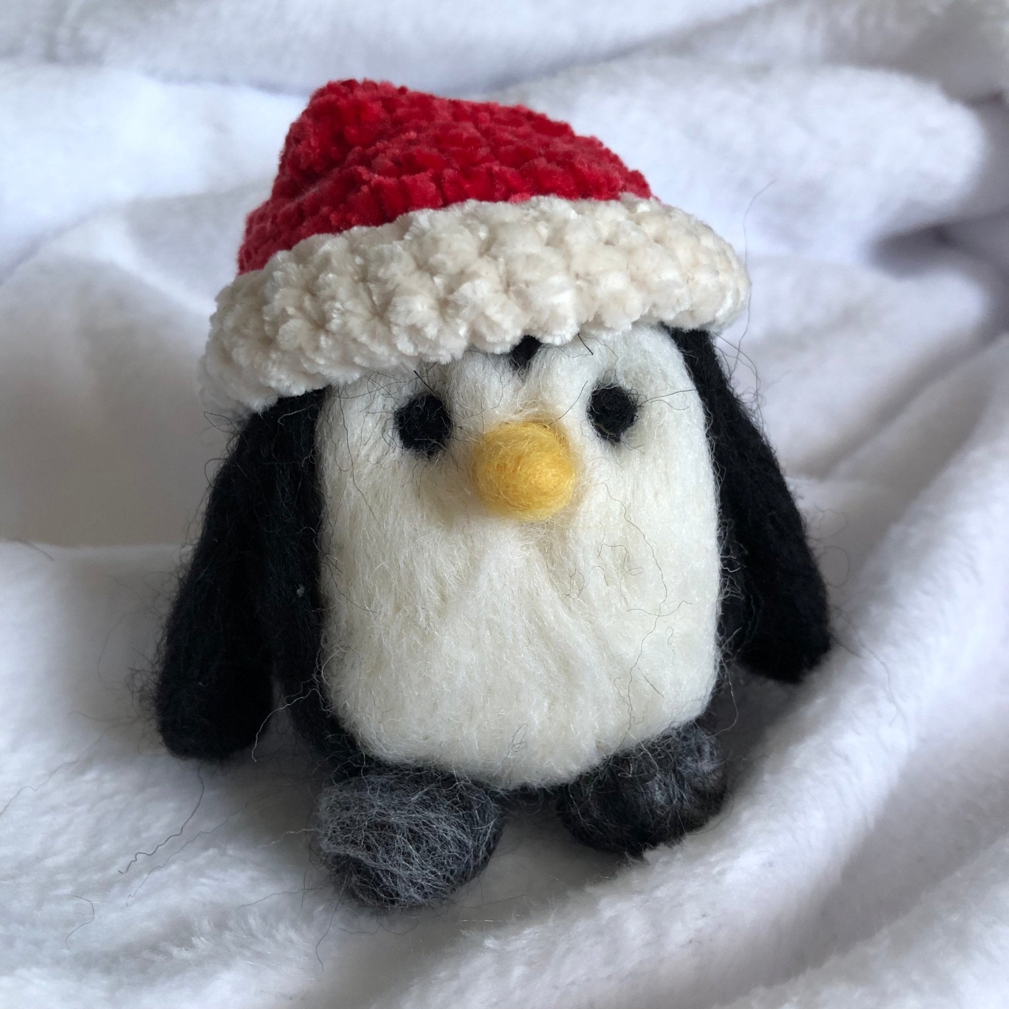 Handmade Needle Felted Penguin with Santa Hat - | Buy Online from The Home Crafters