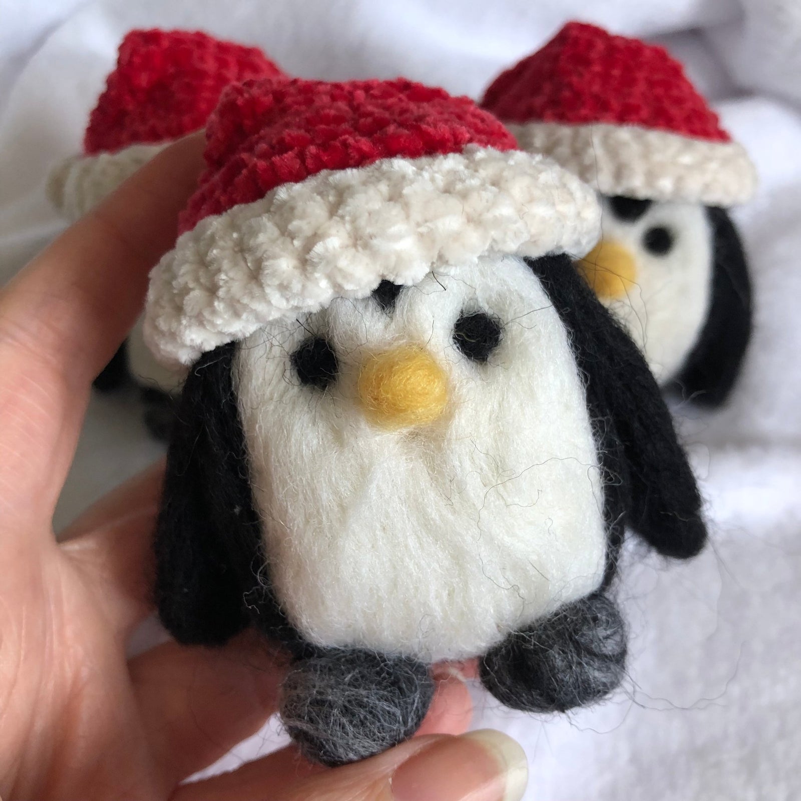 Handmade Needle Felted Penguin with Santa Hat - | Buy Online from The Home Crafters