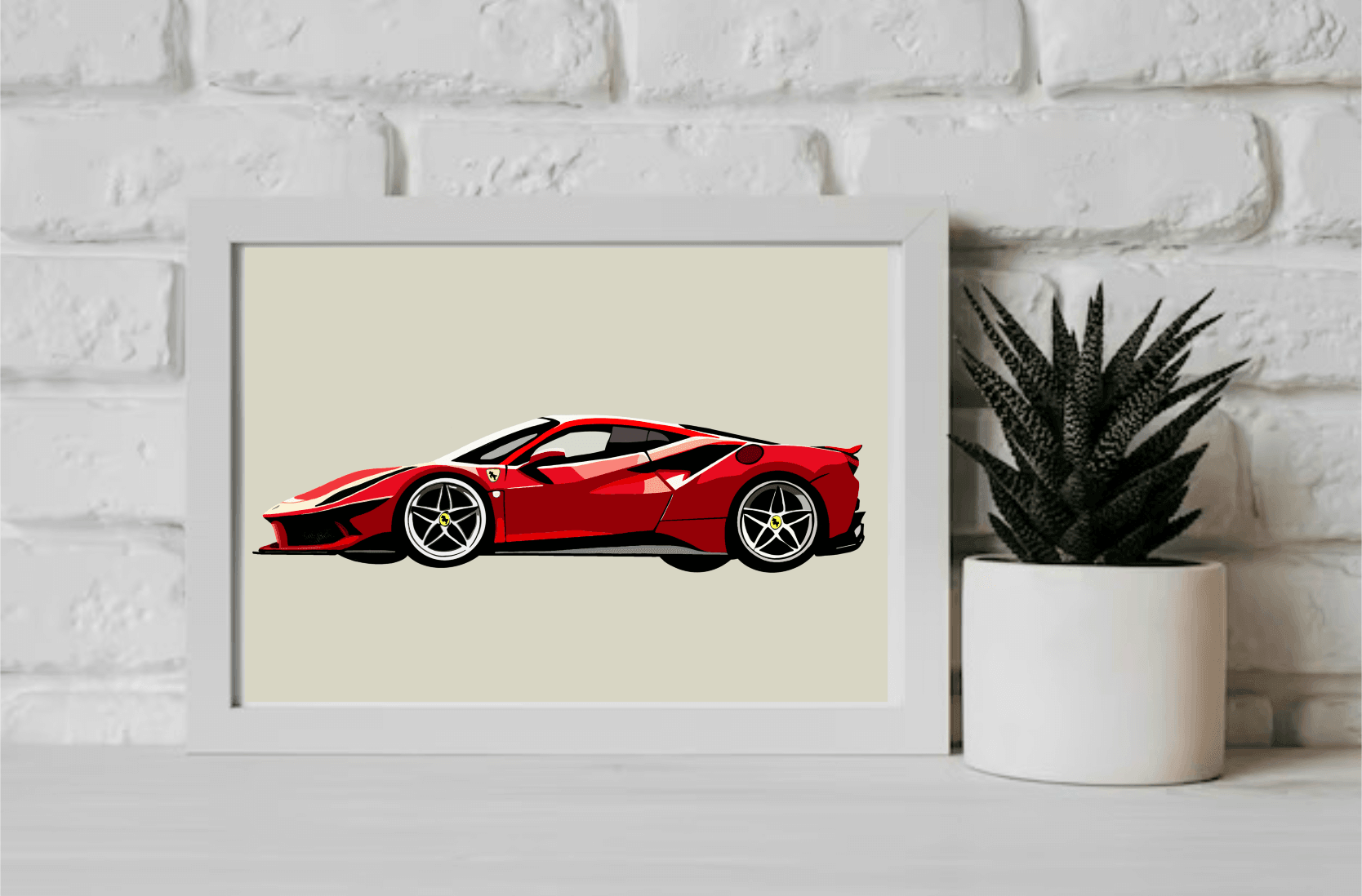 Ferrari SF90 Stradale – Minimalist Red Car Print | Buy Online from The Home Crafters