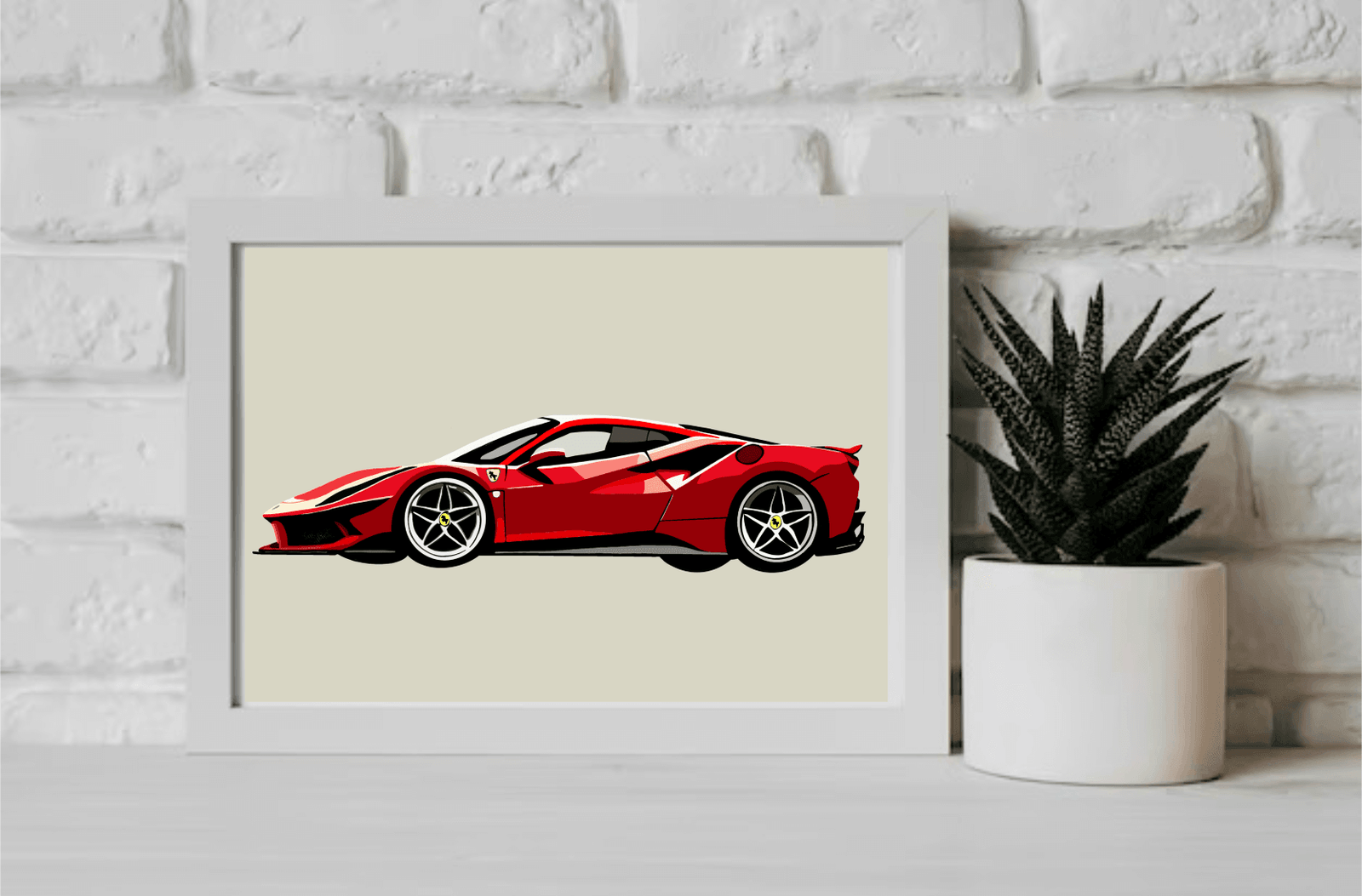 Ferrari SF90 Stradale – Minimalist Red Car Print | Buy Online from The Home Crafters