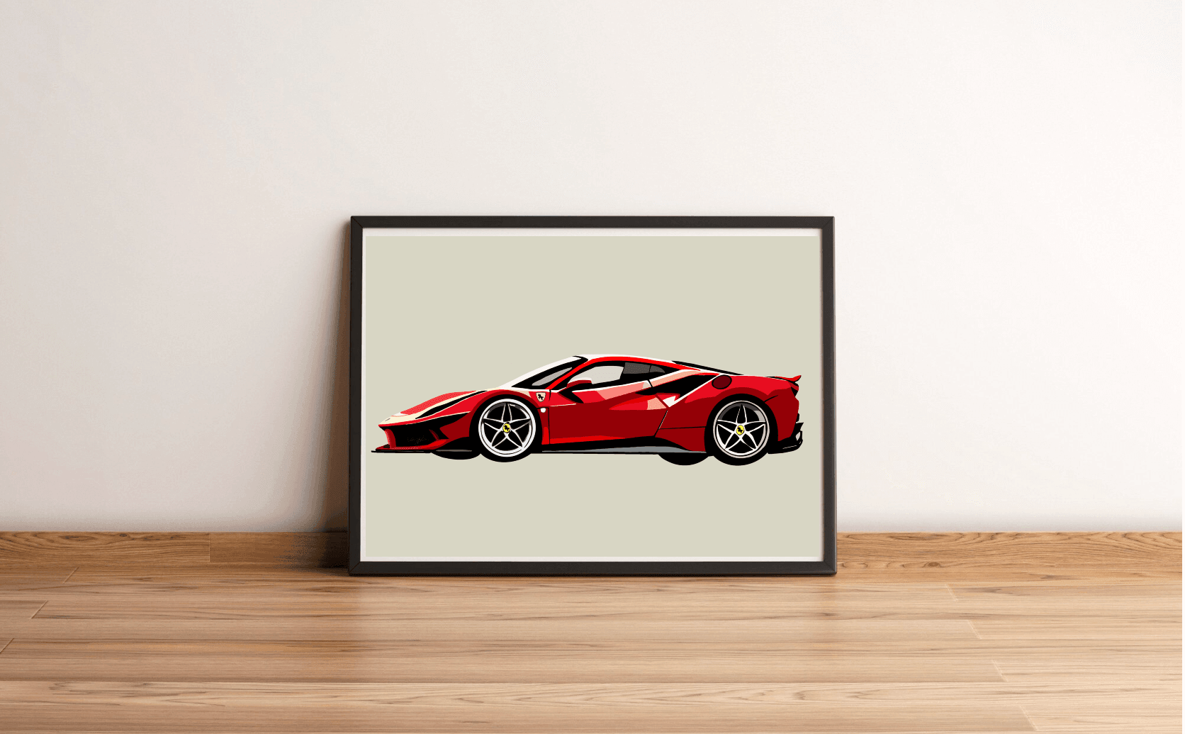 Ferrari SF90 Stradale – Minimalist Red Car Print | Buy Online from The Home Crafters