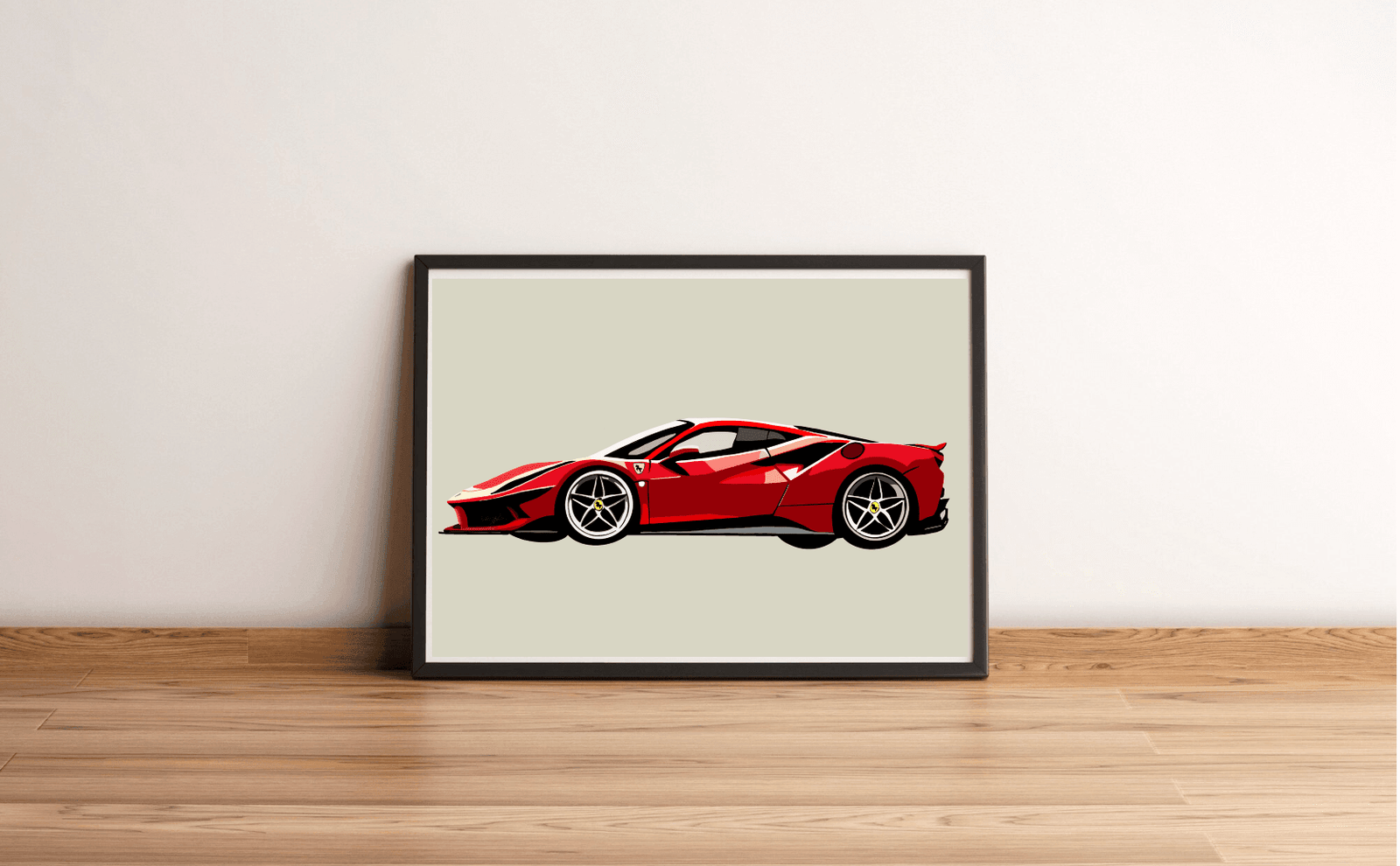Ferrari SF90 Stradale – Minimalist Red Car Print | Buy Online from The Home Crafters