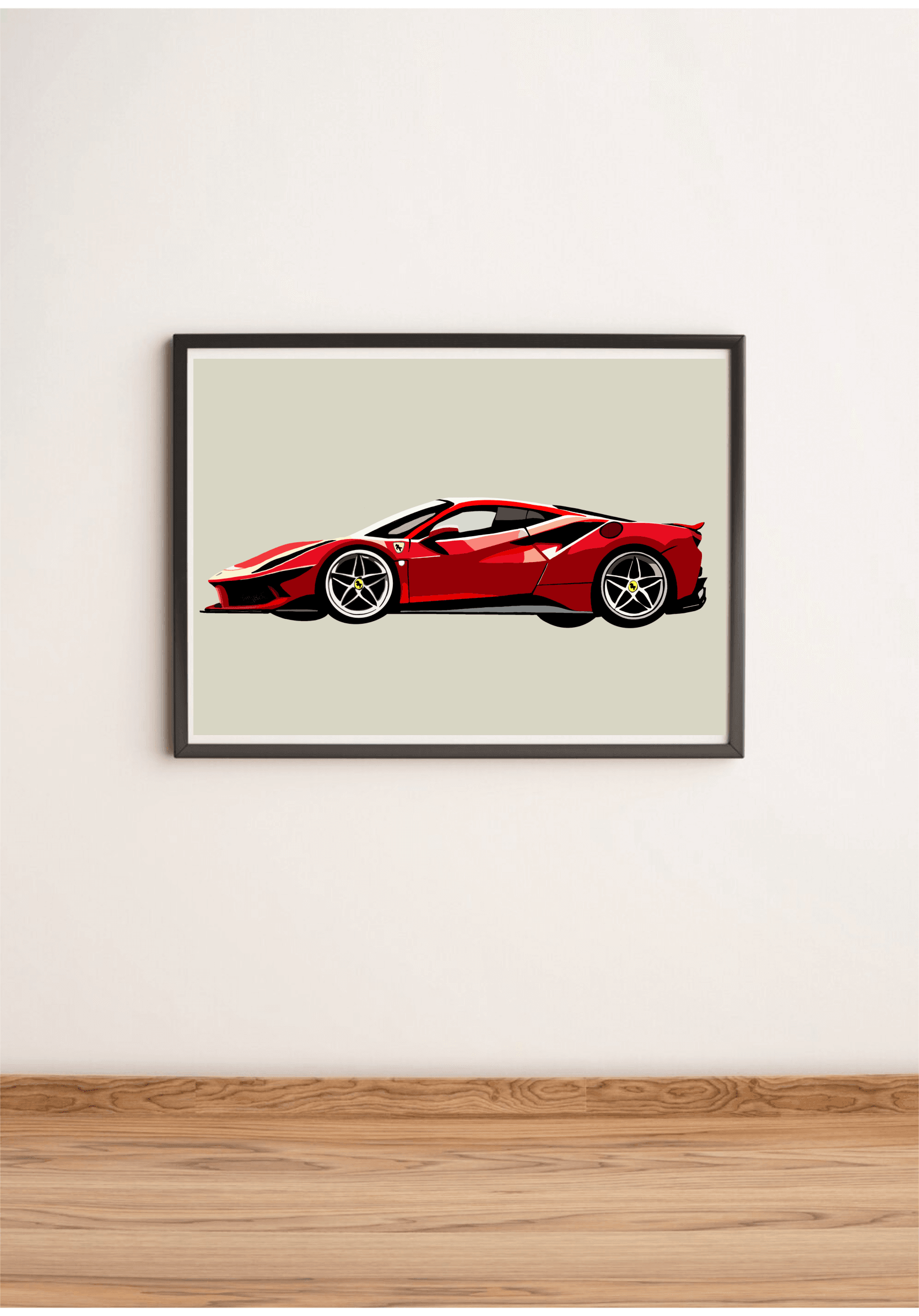 Ferrari SF90 Stradale – Minimalist Red Car Print | Buy Online from The Home Crafters