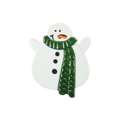 Christmas Buttons: 24mm Snowman - Green