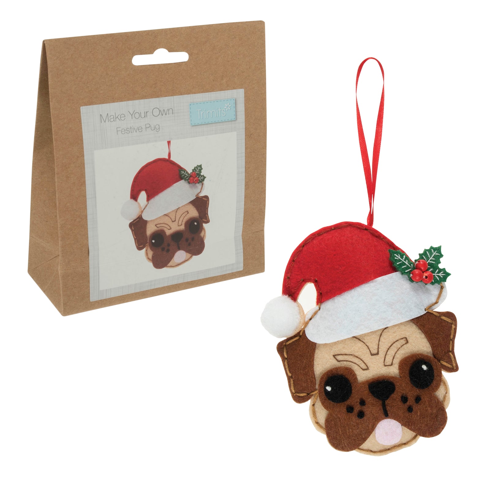 Trimits Felt Decoration Kit: Pug in Santa Hat | Buy Online from The Home Crafters