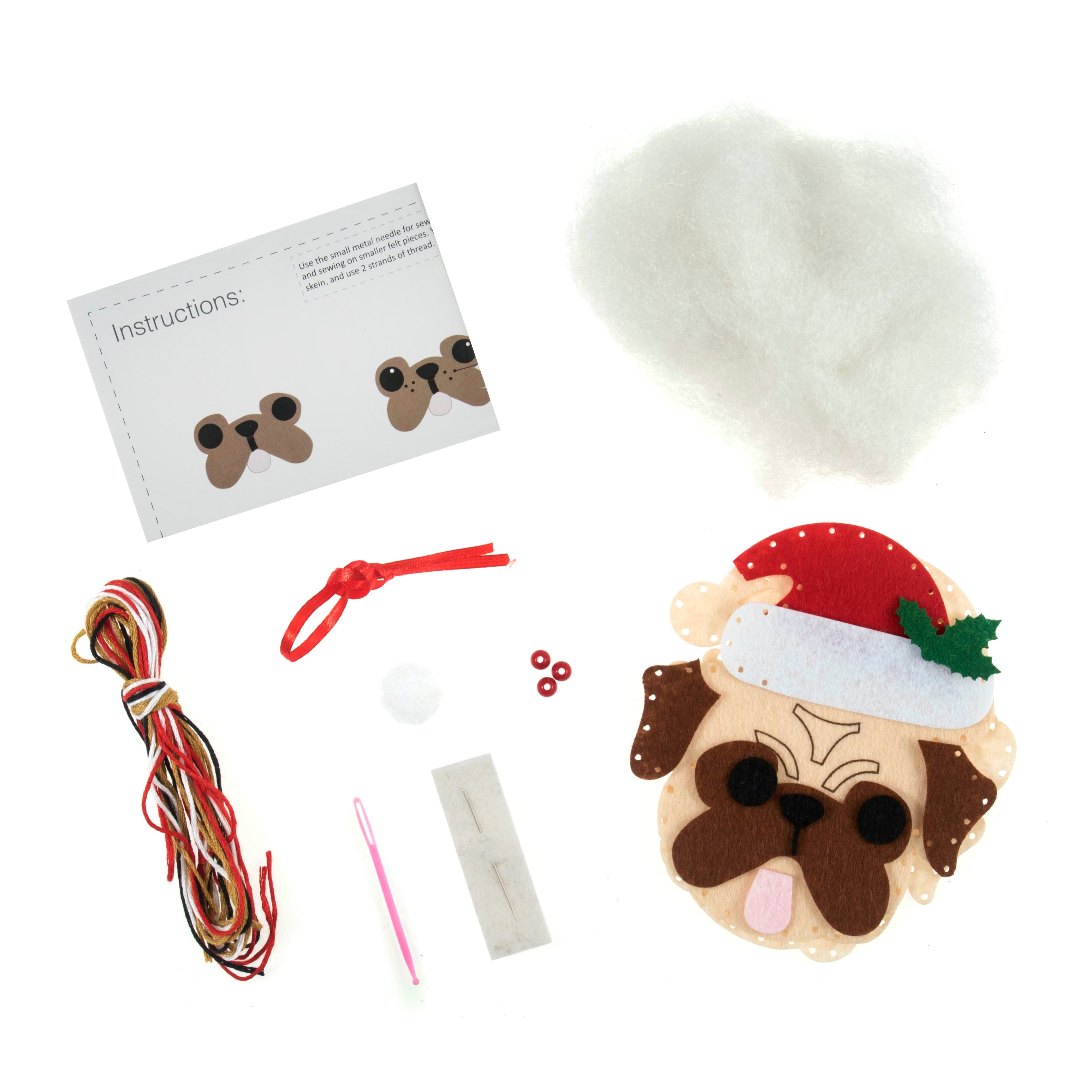 Trimits Felt Decoration Kit: Pug in Santa Hat