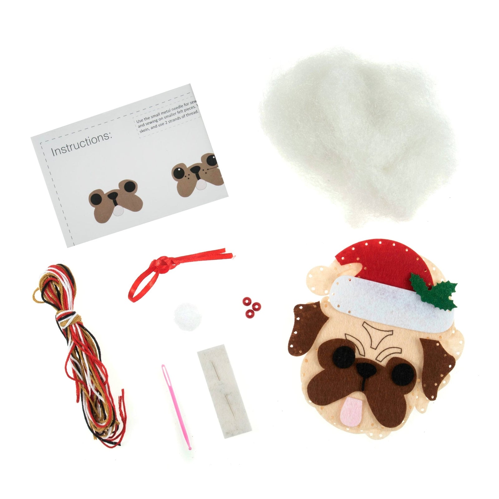 Trimits Felt Decoration Kit: Pug in Santa Hat | Buy Online from The Home Crafters