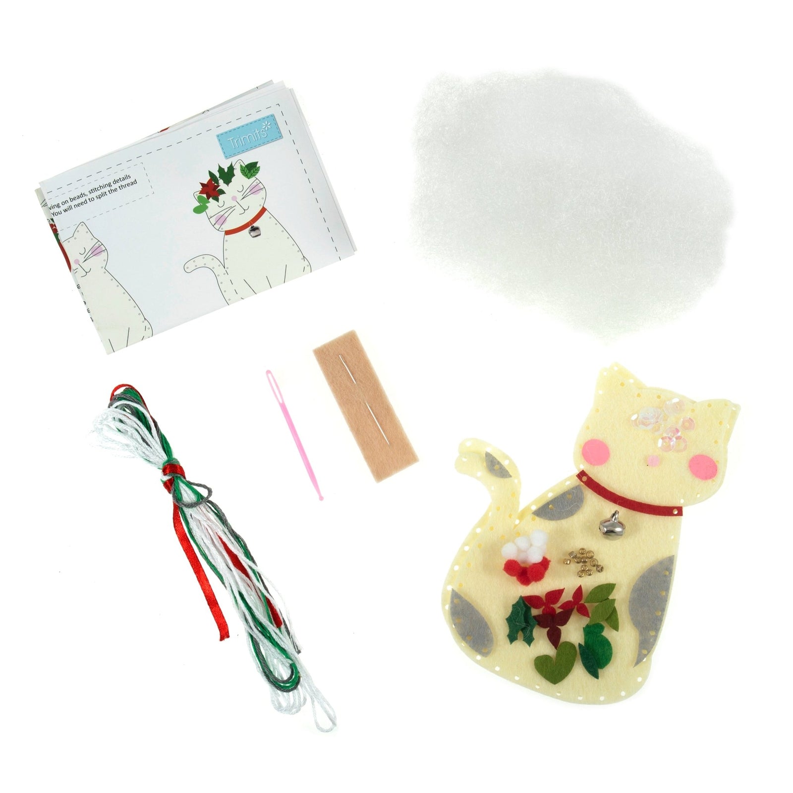 Trimits Felt Decoration Kit: Christmas Cat | Buy Online from The Home Crafters