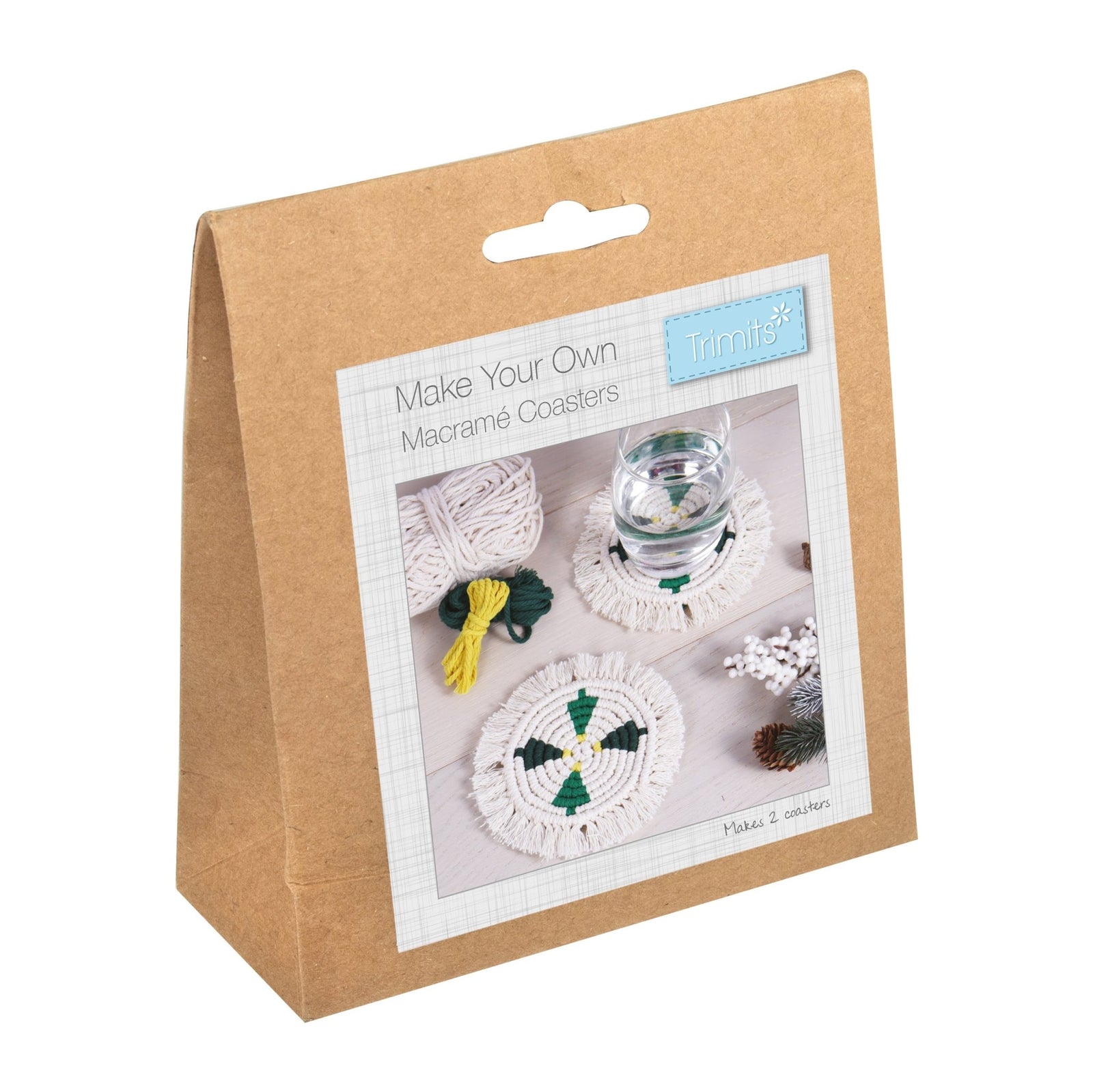 Trimits Mini Macramé Kit: Christmas Tree Coasters | Buy Online from The Home Crafters