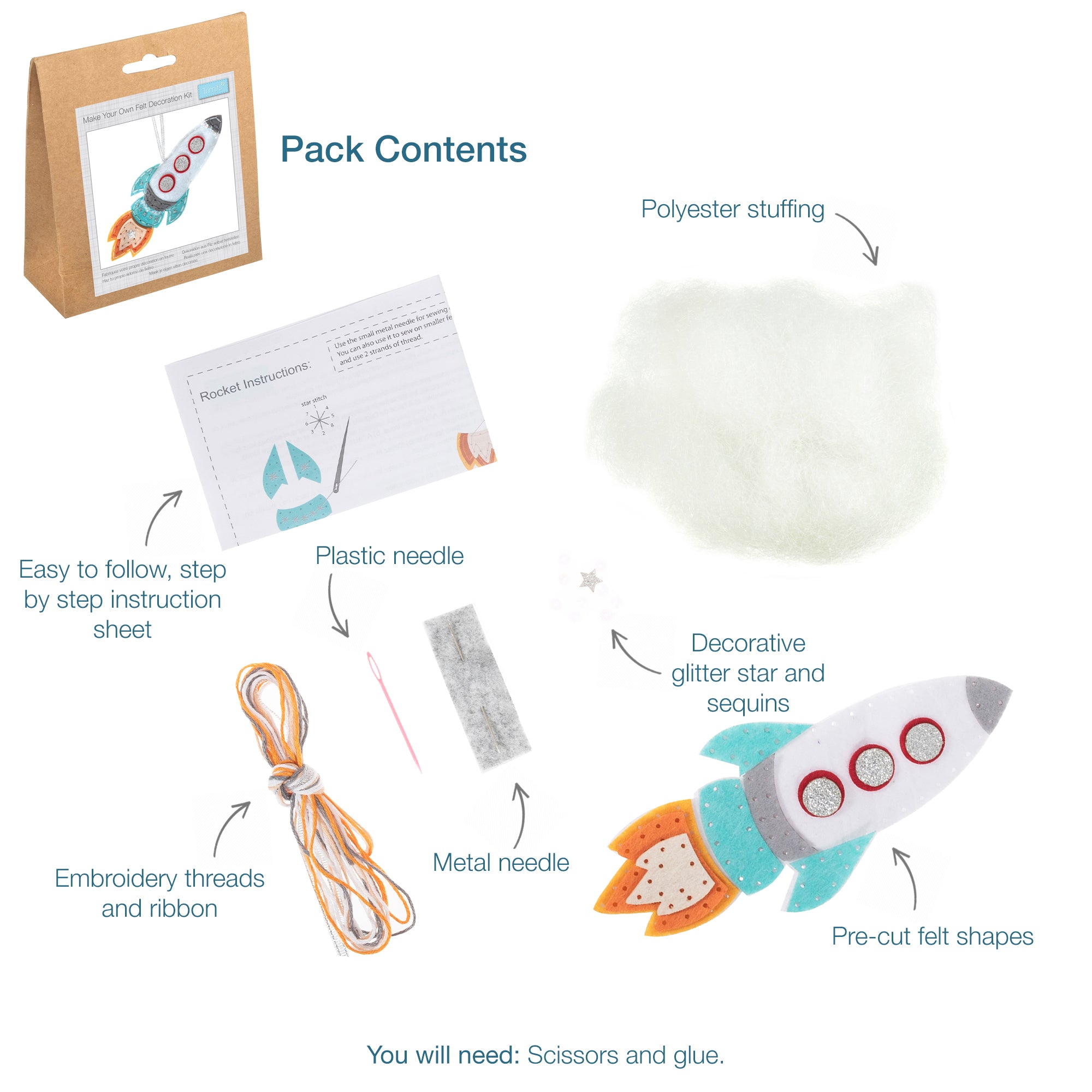 Trimits Felt Decoration Kit: Rocket | Buy Online from The Home Crafters