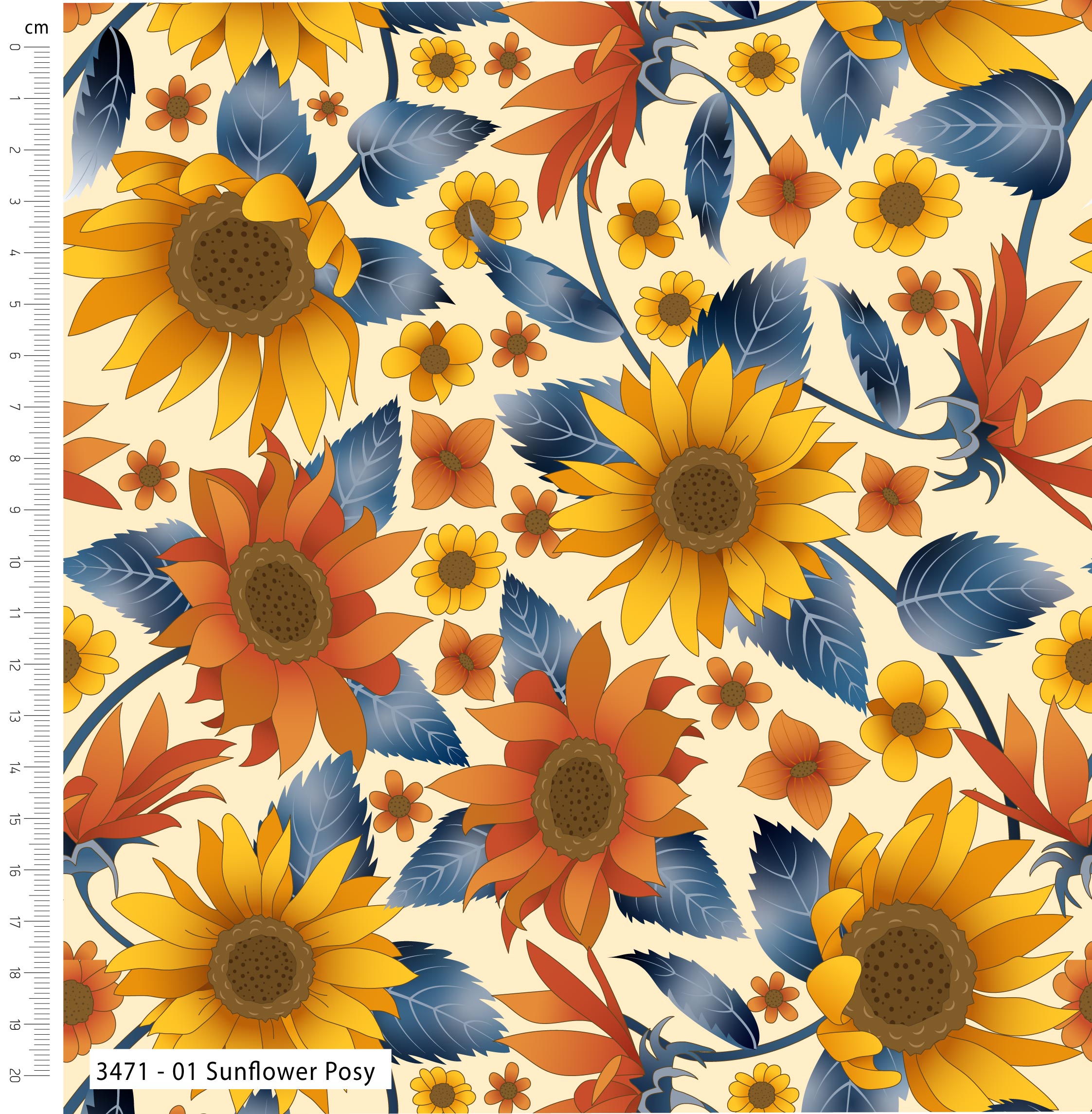 100% Cotton 5pc Fat Quarter Bundle - Golden Sunflowers