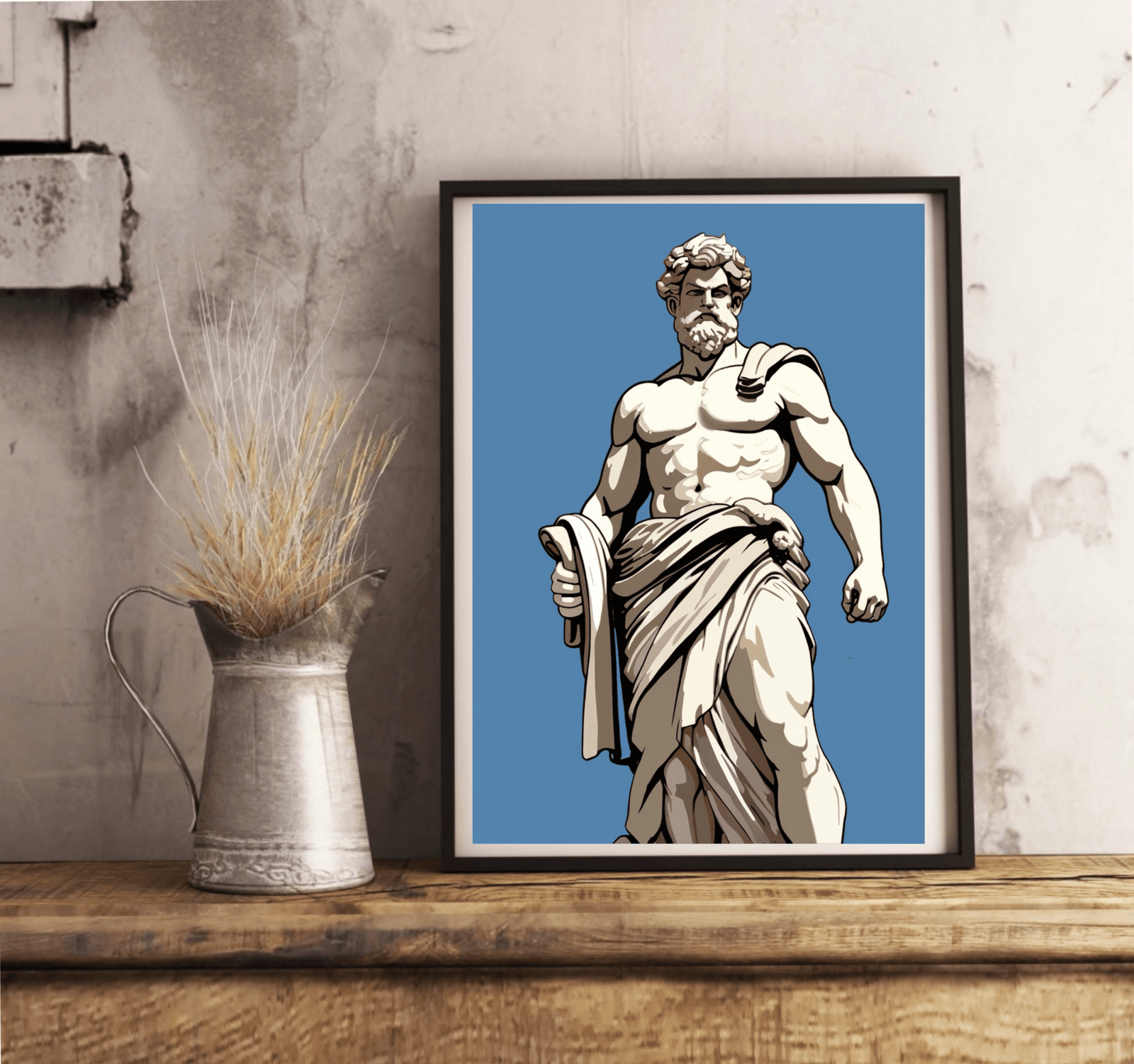 Greek Statue Art Print – Classical Blue Minimal Wall Decor | Buy Online from The Home Crafters