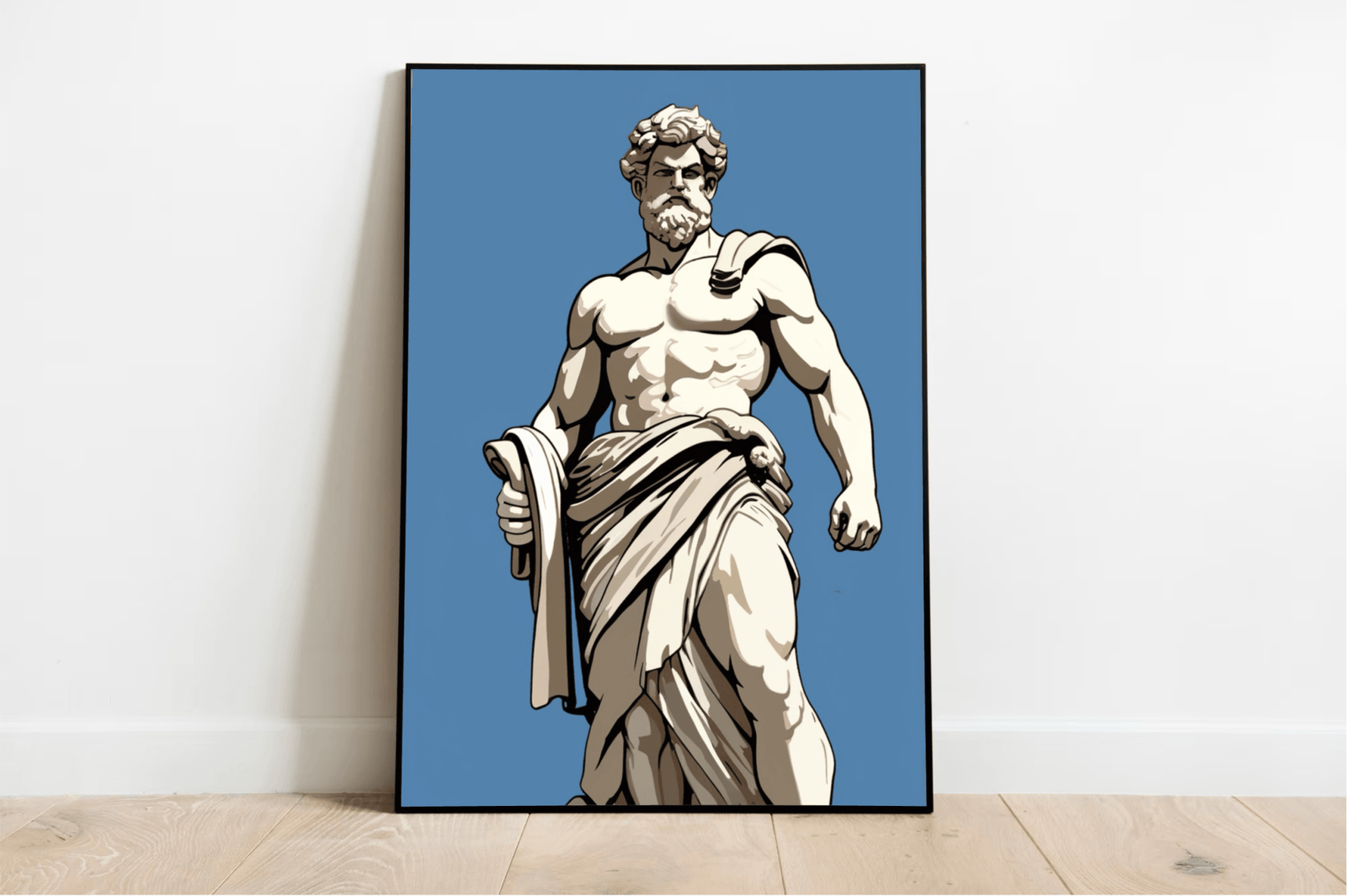 Greek Statue Art Print – Classical Blue Minimal Wall Decor | Buy Online from The Home Crafters