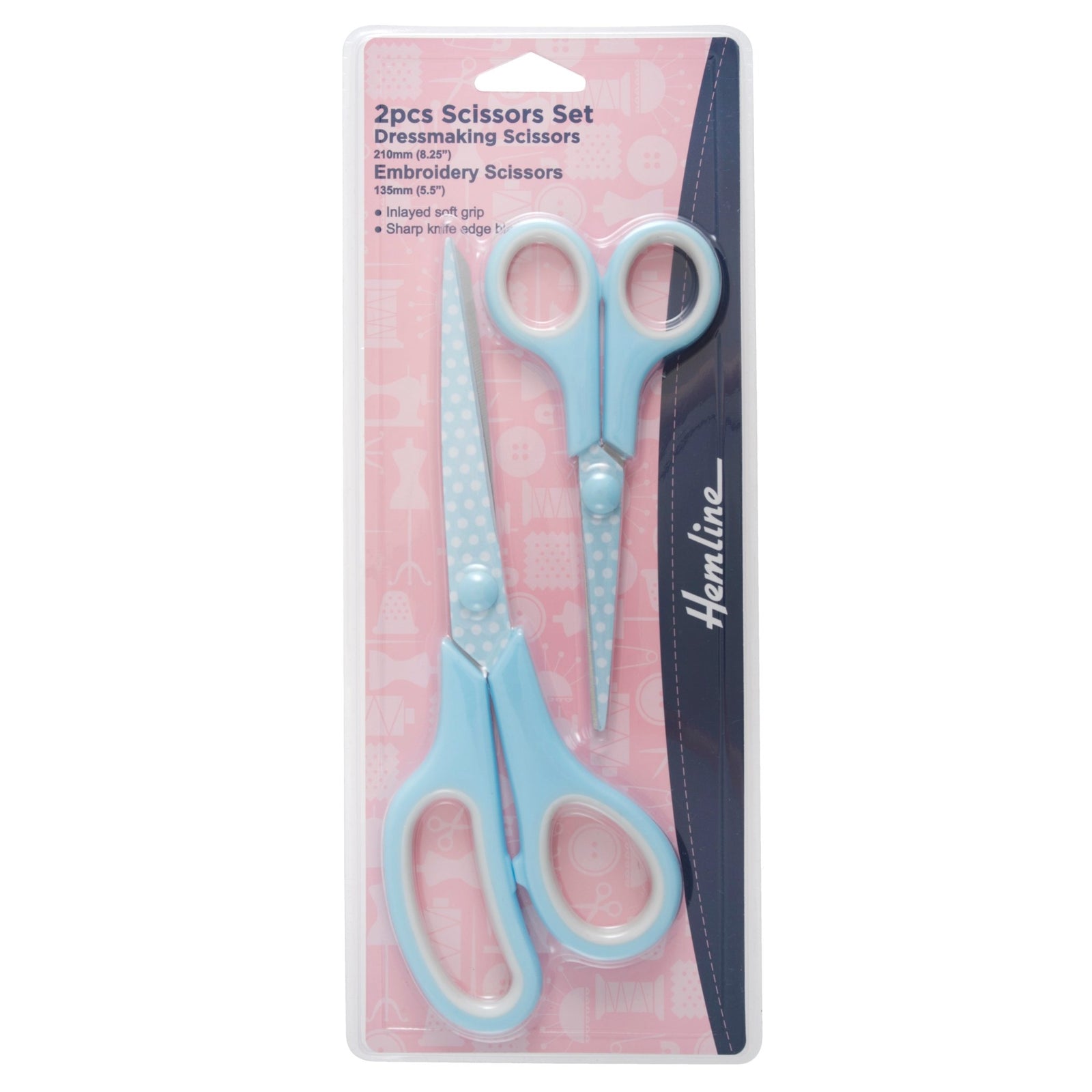 Hemline Dressmaking (21cm) and Embroidery (13.5cm) Scissors twinpack | Buy Online from The Home Crafters