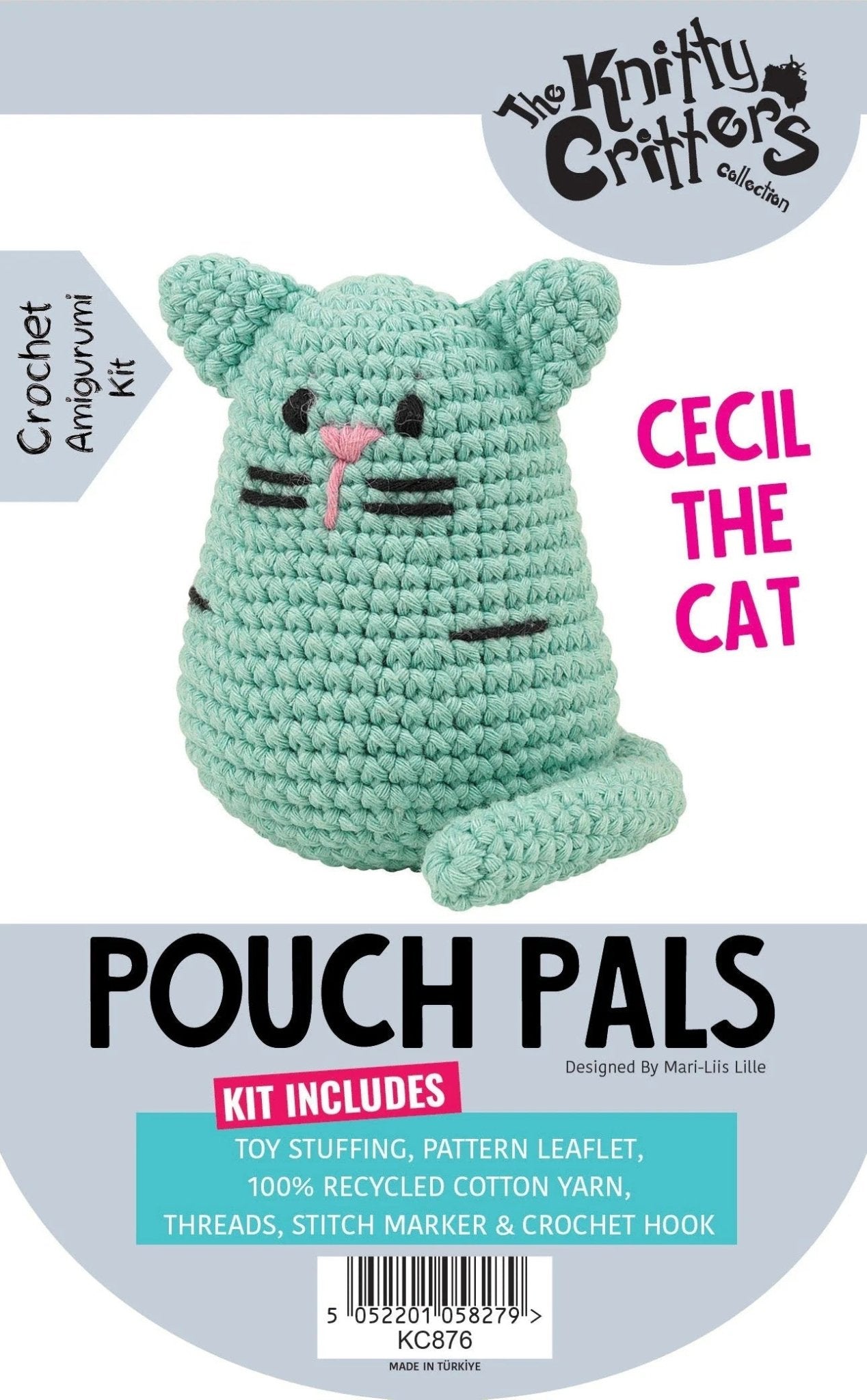 Knitty Critters Pouch Pals Crochet Kit - Cecil The Cat | Buy Online from The Home Crafters