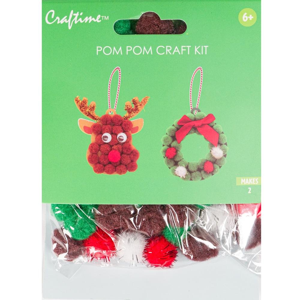 Mini Festive Pom Pom Craft Kit: Wreath & Reindeer | Buy Online from The Home Crafters