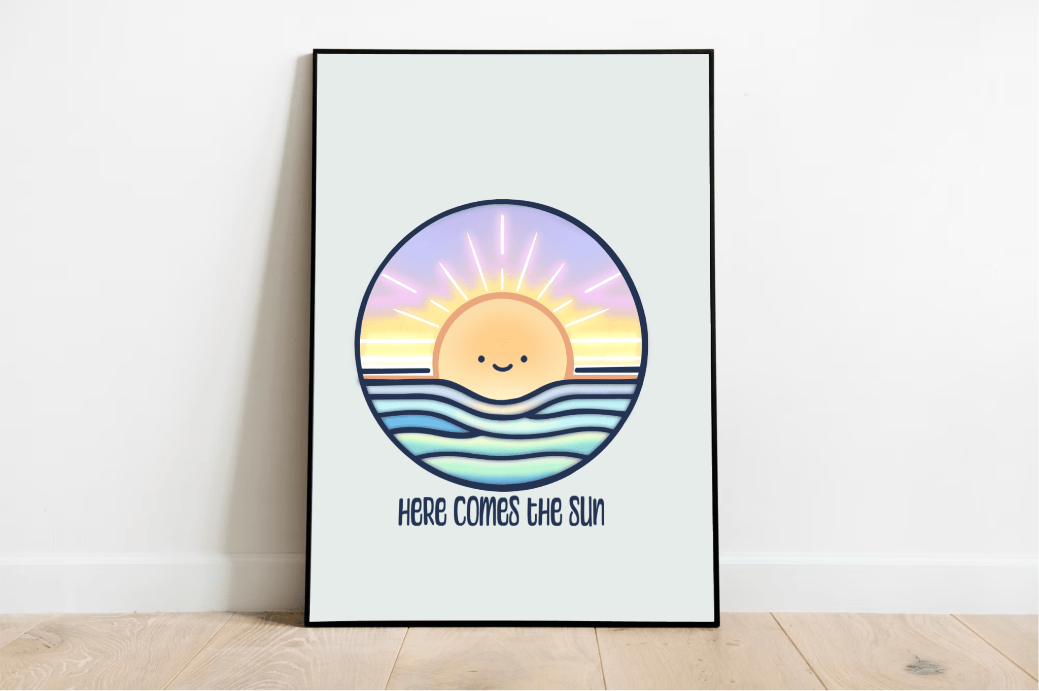 Here Comes the Sun Art Print – Cute Minimalist Wall Decor | Buy Online from The Home Crafters