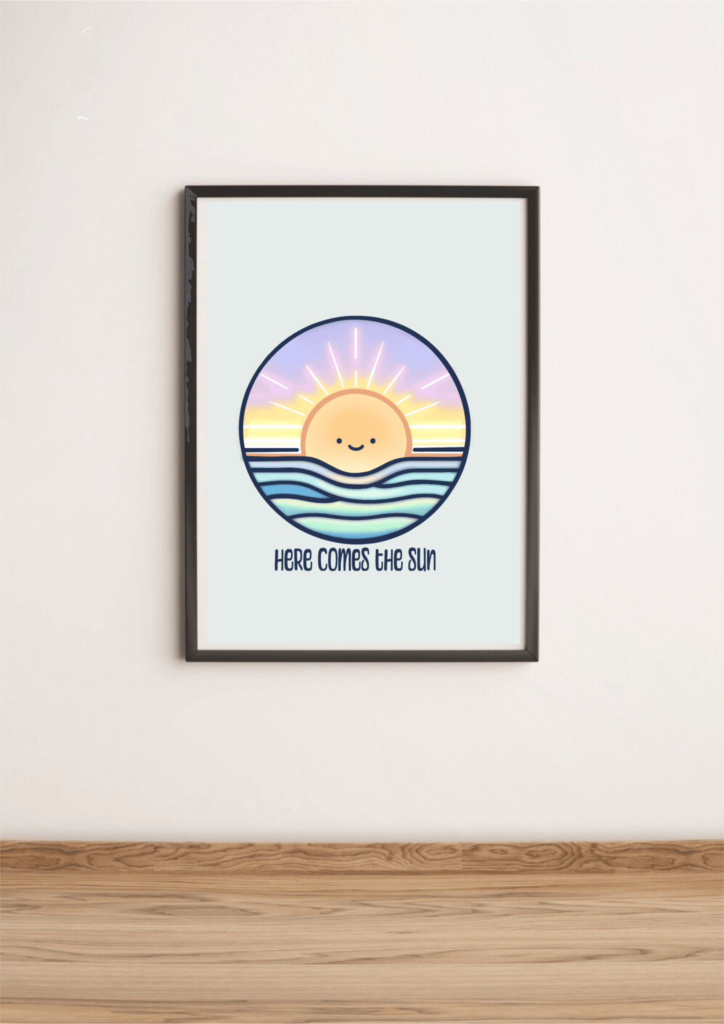 Here Comes the Sun Art Print – Cute Minimalist Wall Decor | Buy Online from The Home Crafters