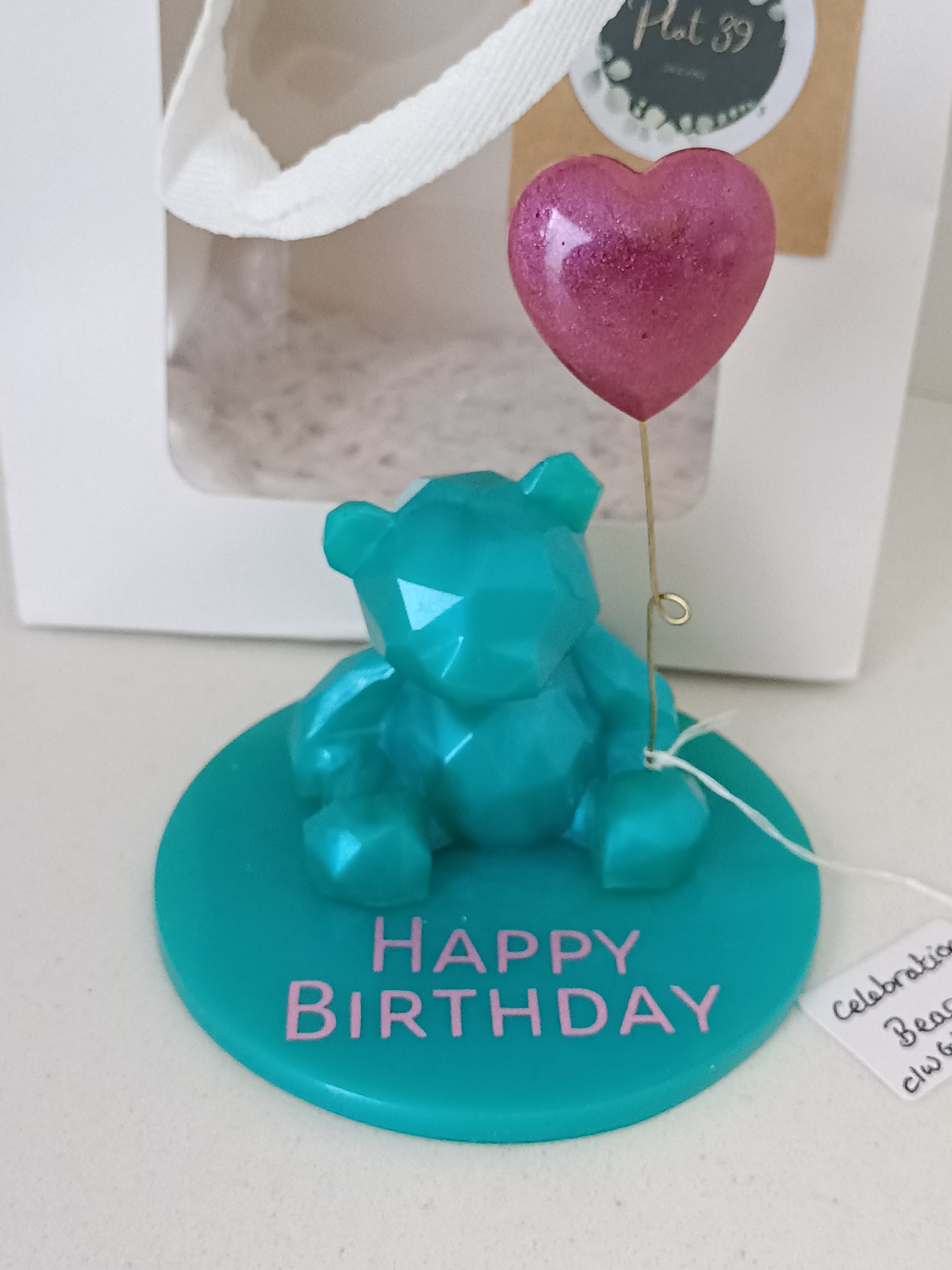 Handpoured Resin: Celebration Bear with Heart Balloon