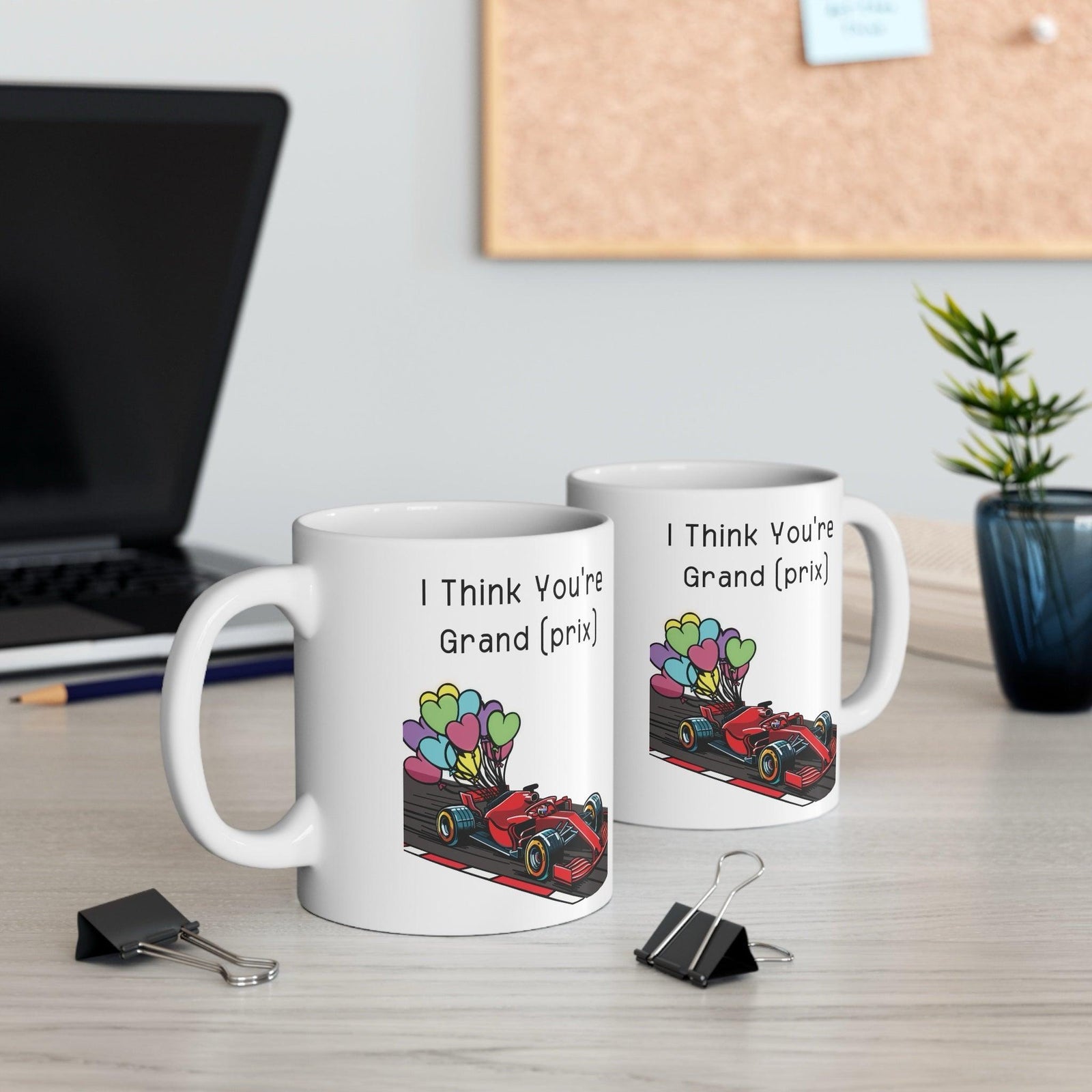 I Think You're Grand Prix Mug – Racing Car Balloon Design | Buy Online from The Home Crafters
