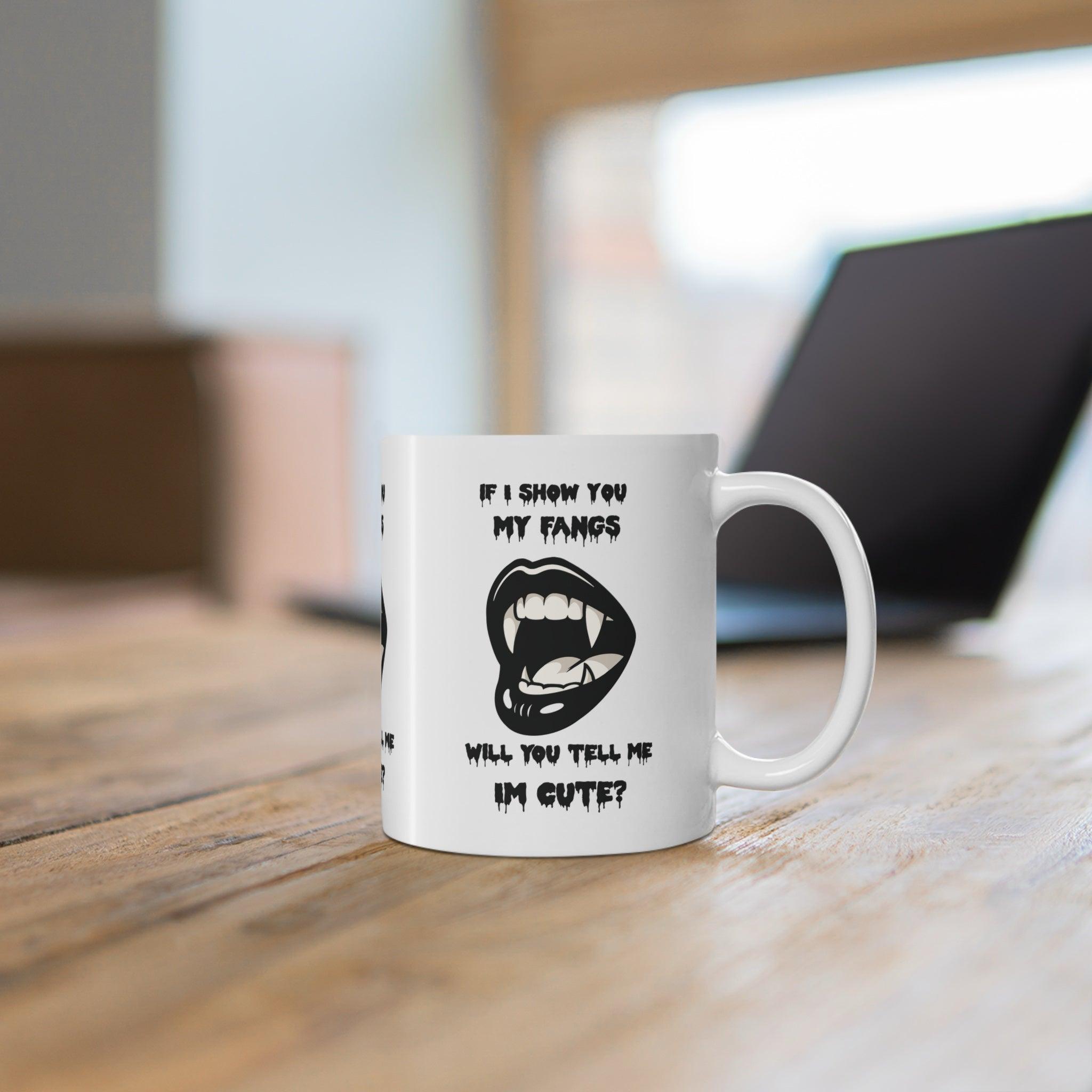 If I Show You My Fangs – Minimalist Gothic Mug | Buy Online from The Home Crafters