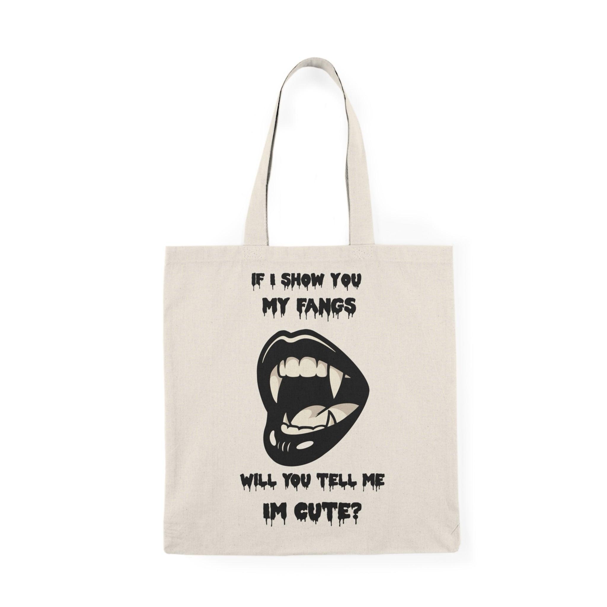 Cute Fangs Tote Bag – Minimal Vampire Teeth | Buy Online from The Home Crafters