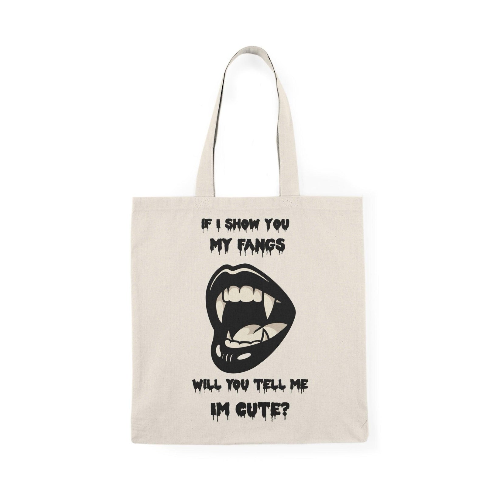 Cute Fangs Tote Bag – Minimal Vampire Teeth | Buy Online from The Home Crafters