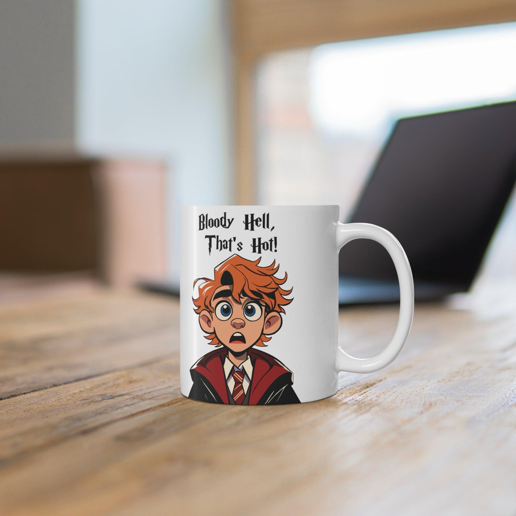 "Bloody Hell, That's Hot!" Funny Wizard Mug | Buy Online from The Home Crafters