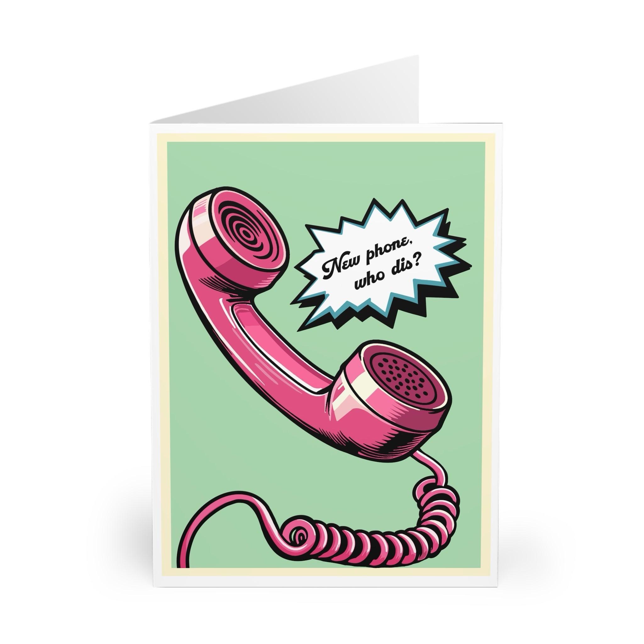 New Phone, Who Dis? – Funny Retro Greeting Card | Buy Online from The Home Crafters