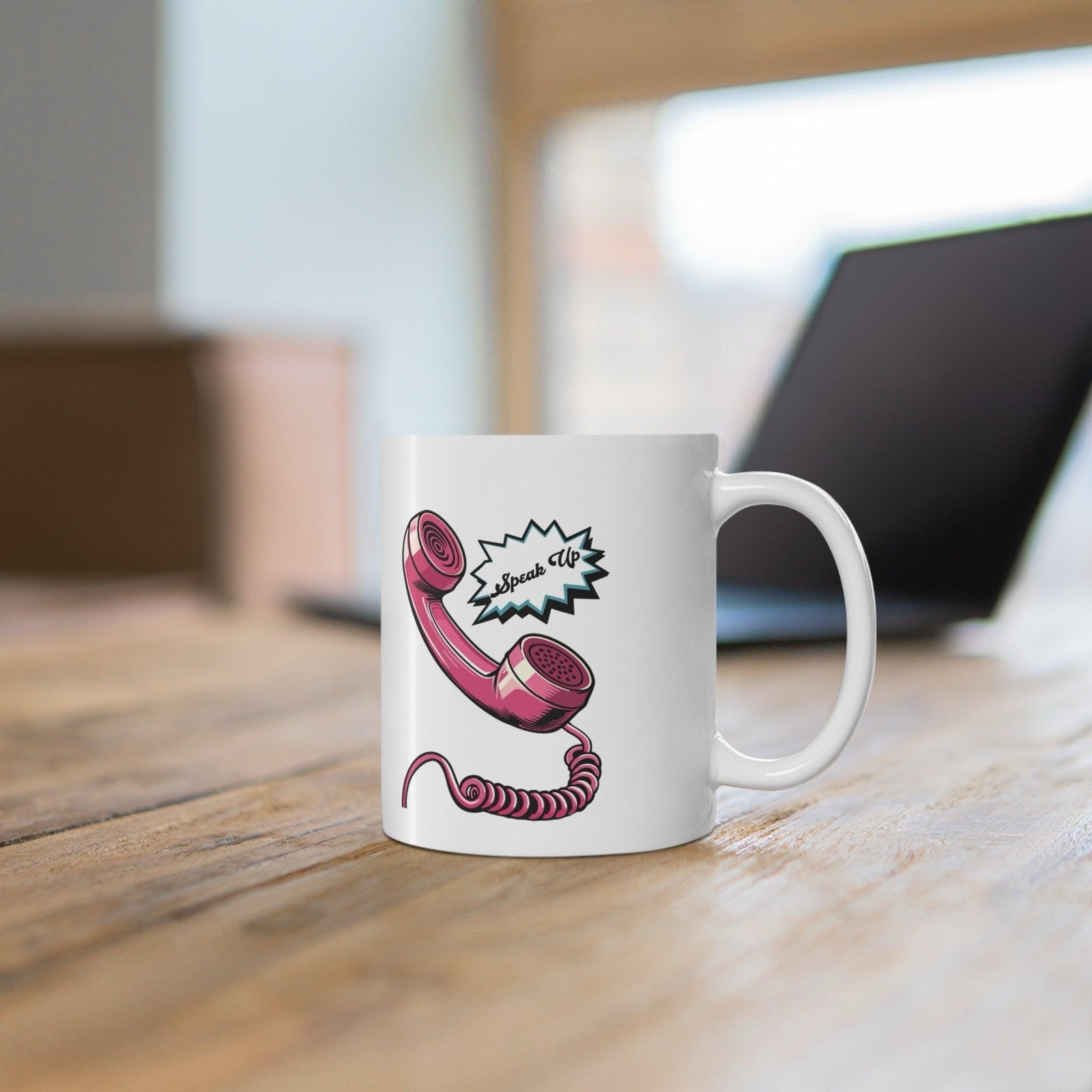 Speak Up Mug – Pink Retro Phone Confidence Booster | Buy Online from The Home Crafters
