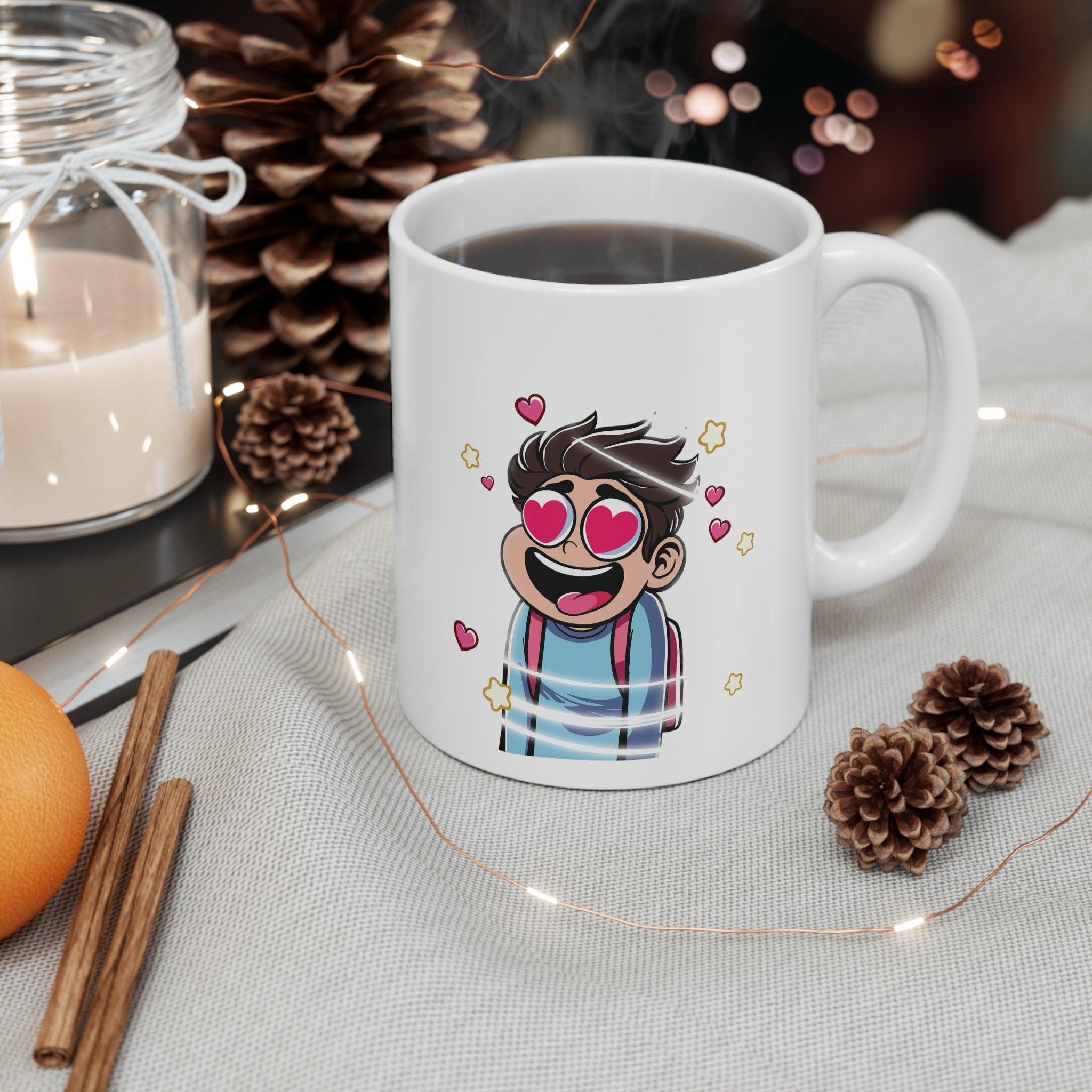 Heart - Eyed Cartoon Mug – Cute Love Eyes Coffee Cup | Buy Online from The Home Crafters