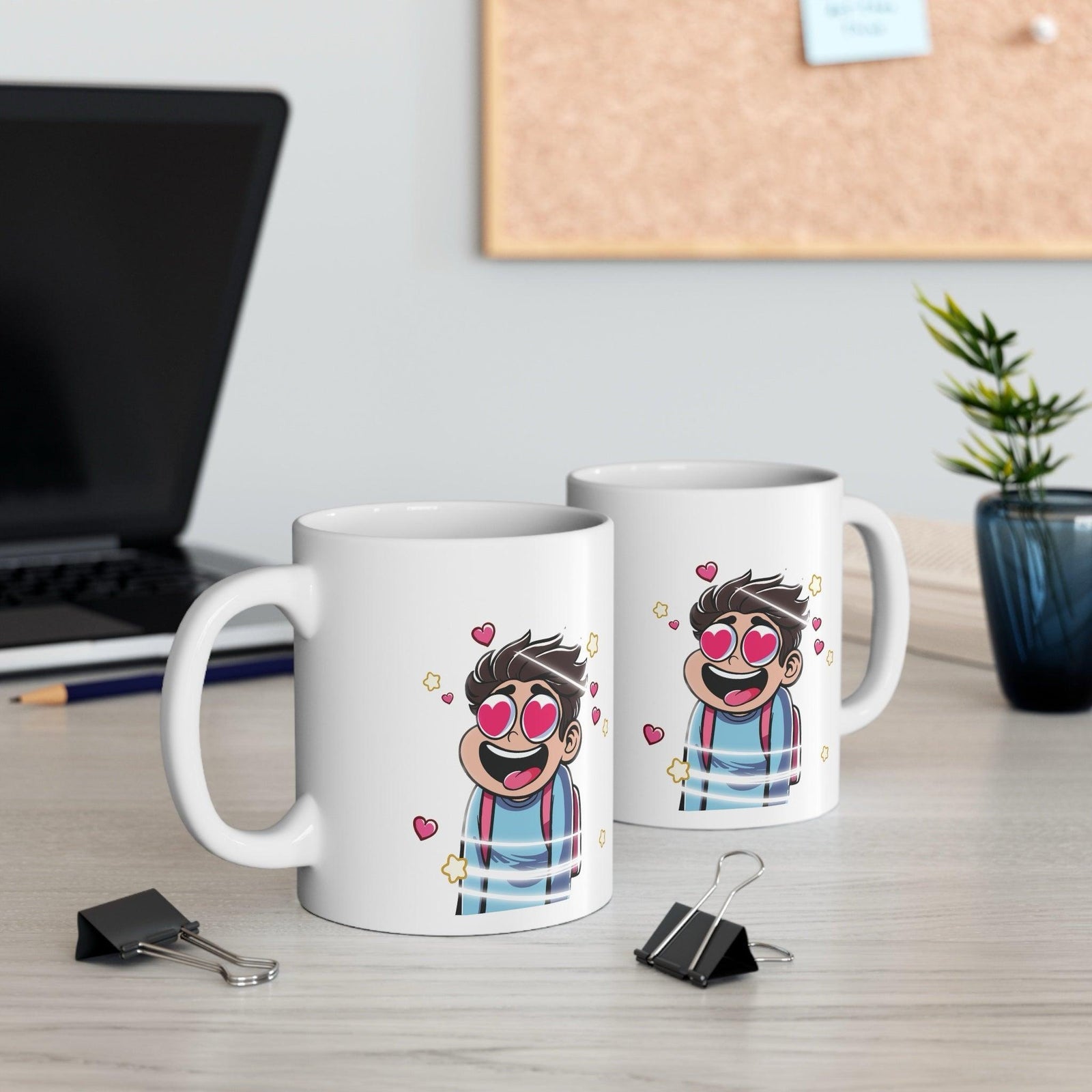 Heart - Eyed Cartoon Mug – Cute Love Eyes Coffee Cup | Buy Online from The Home Crafters