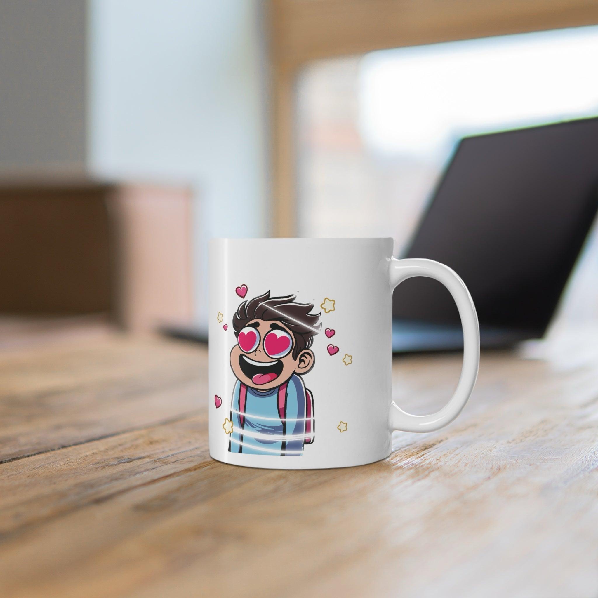 Heart - Eyed Cartoon Mug – Cute Love Eyes Coffee Cup | Buy Online from The Home Crafters