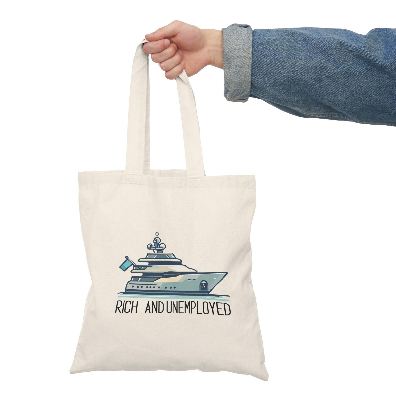 Rich and Unemployed Yacht Satire Tote Bag | Buy Online from The Home Crafters