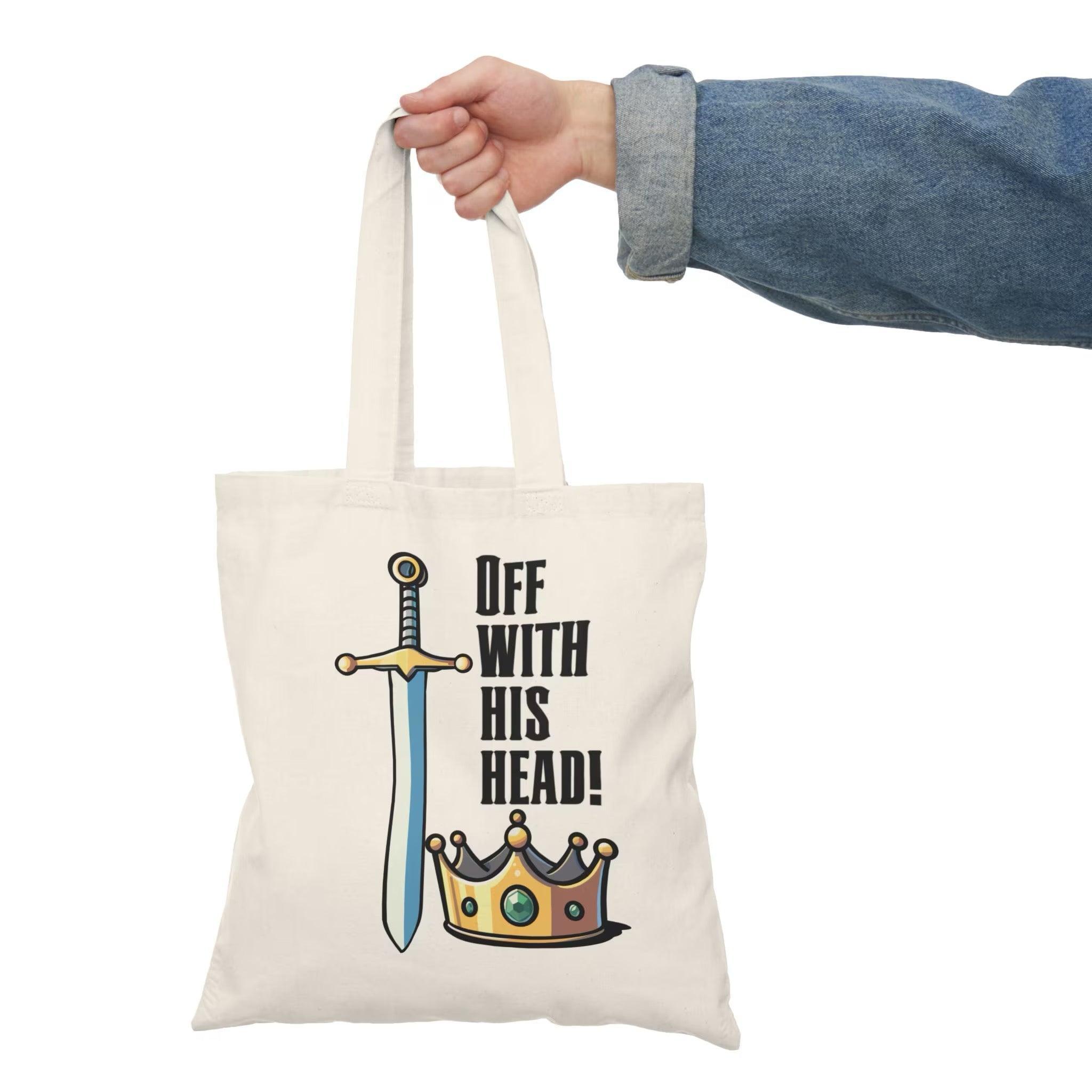 Off With His Head Tote Bag – Sword & Crown Design | Buy Online from The Home Crafters