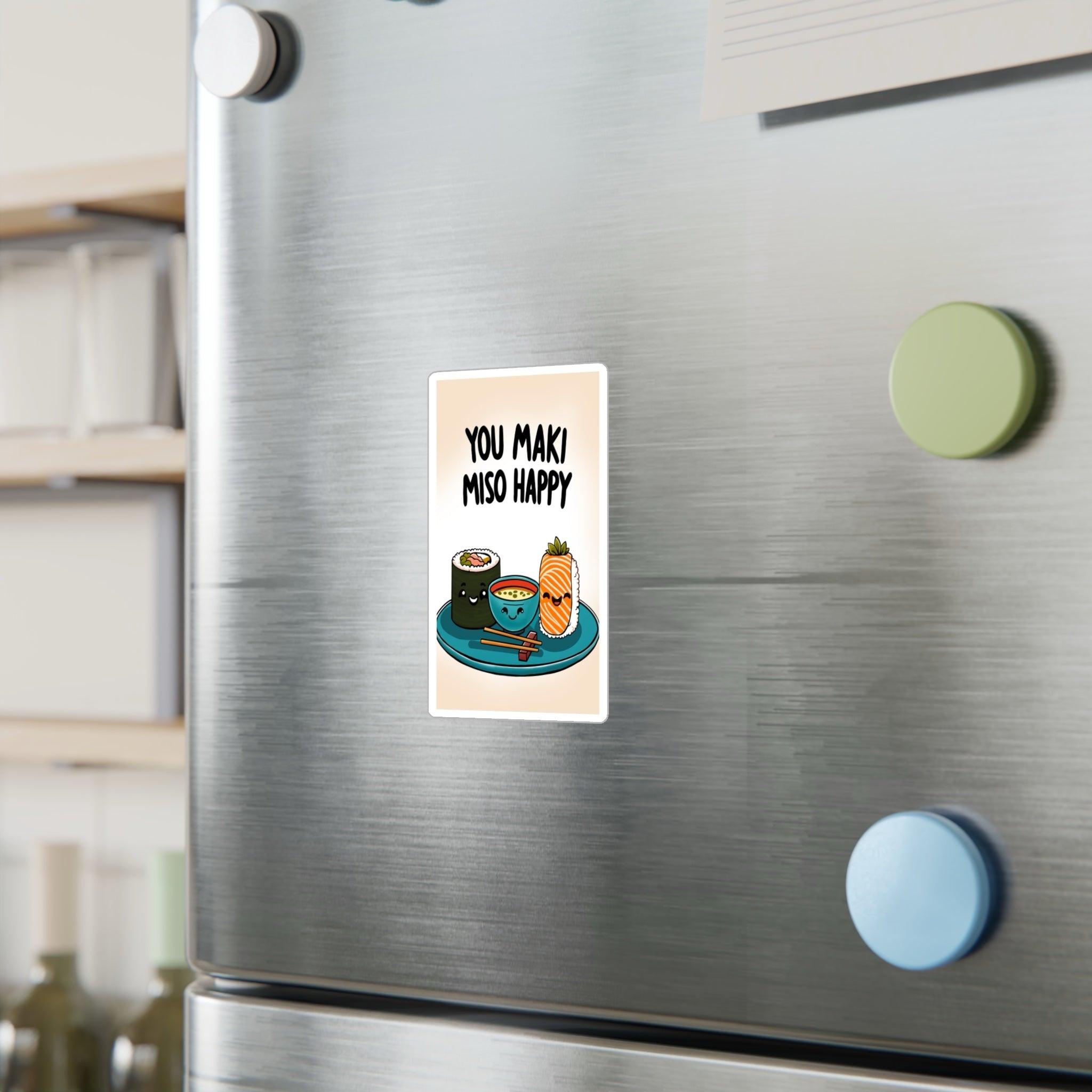 You Maki Miso Happy Sticker | Cute Sushi Pun Vinyl Decal | Buy Online from The Home Crafters