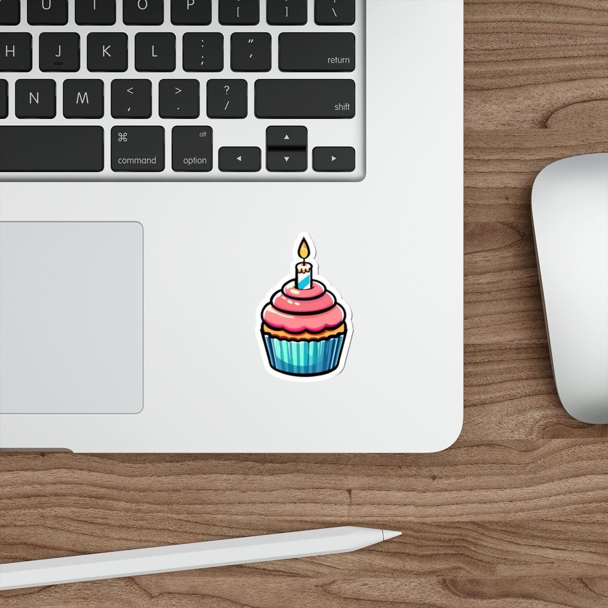 Cupcake Sticker – Handmade Birthday Candle Vinyl Decal | Buy Online from The Home Crafters