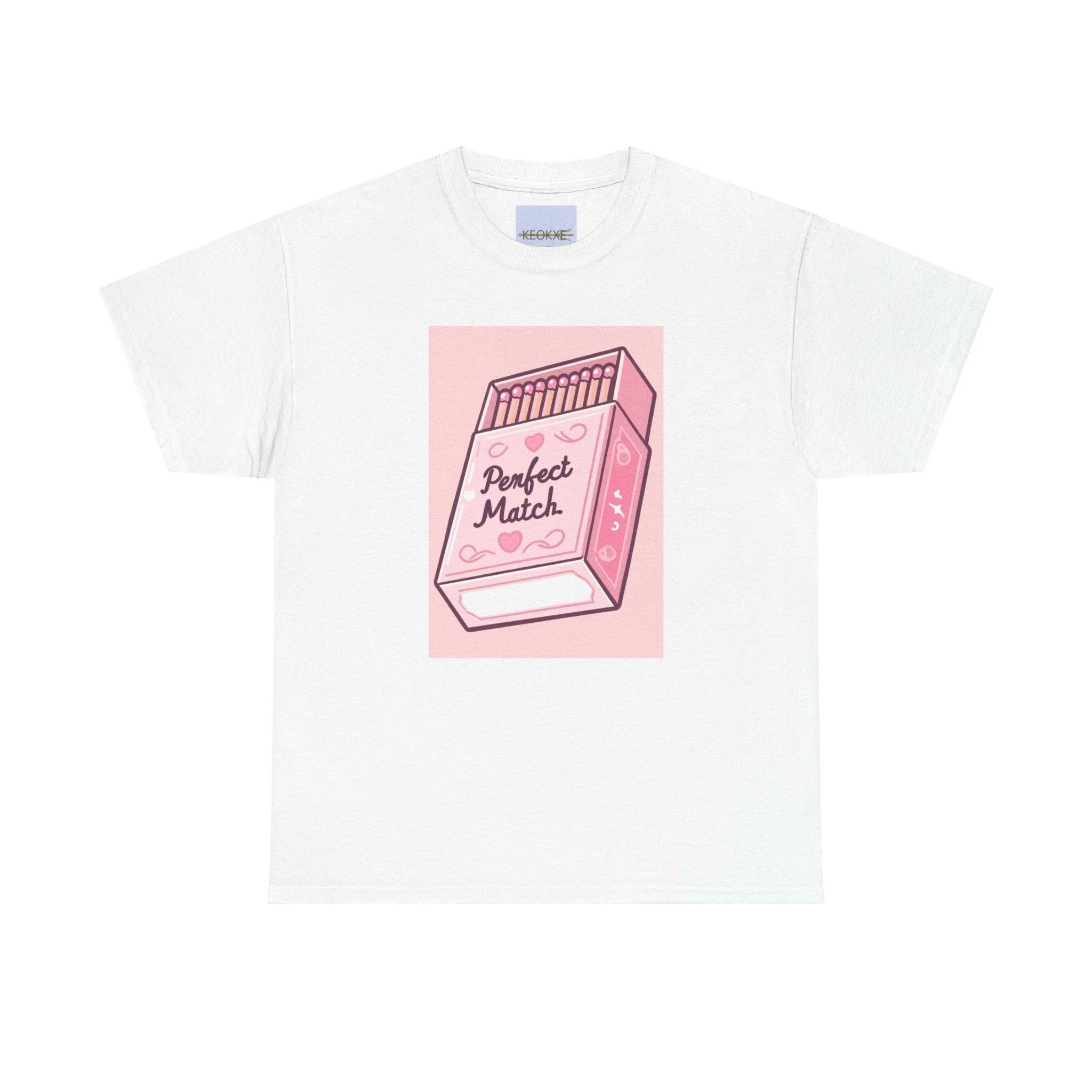 Perfect Match T-Shirt | Cute Pink Matchbox Love Design | Buy Online from The Home Crafters