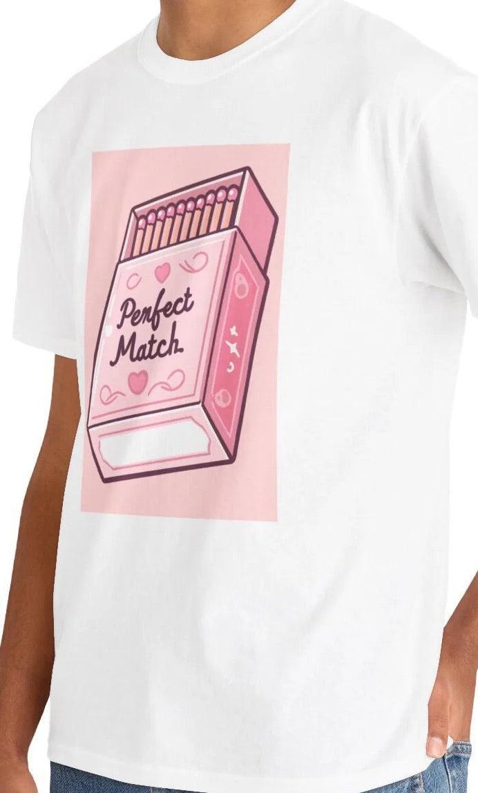 Perfect Match T-Shirt | Cute Pink Matchbox Love Design | Buy Online from The Home Crafters